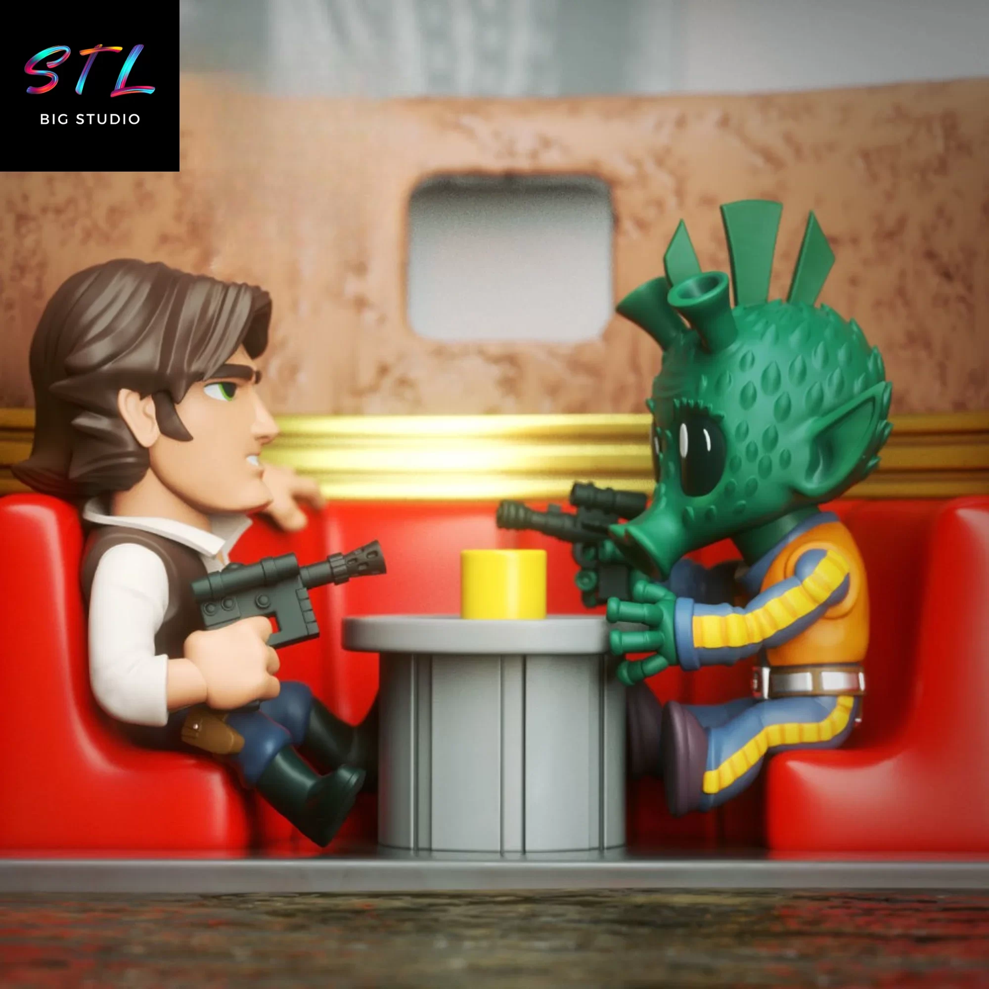 han solo vs greedo stl chibi kawaii star wars diorama impresion 3d