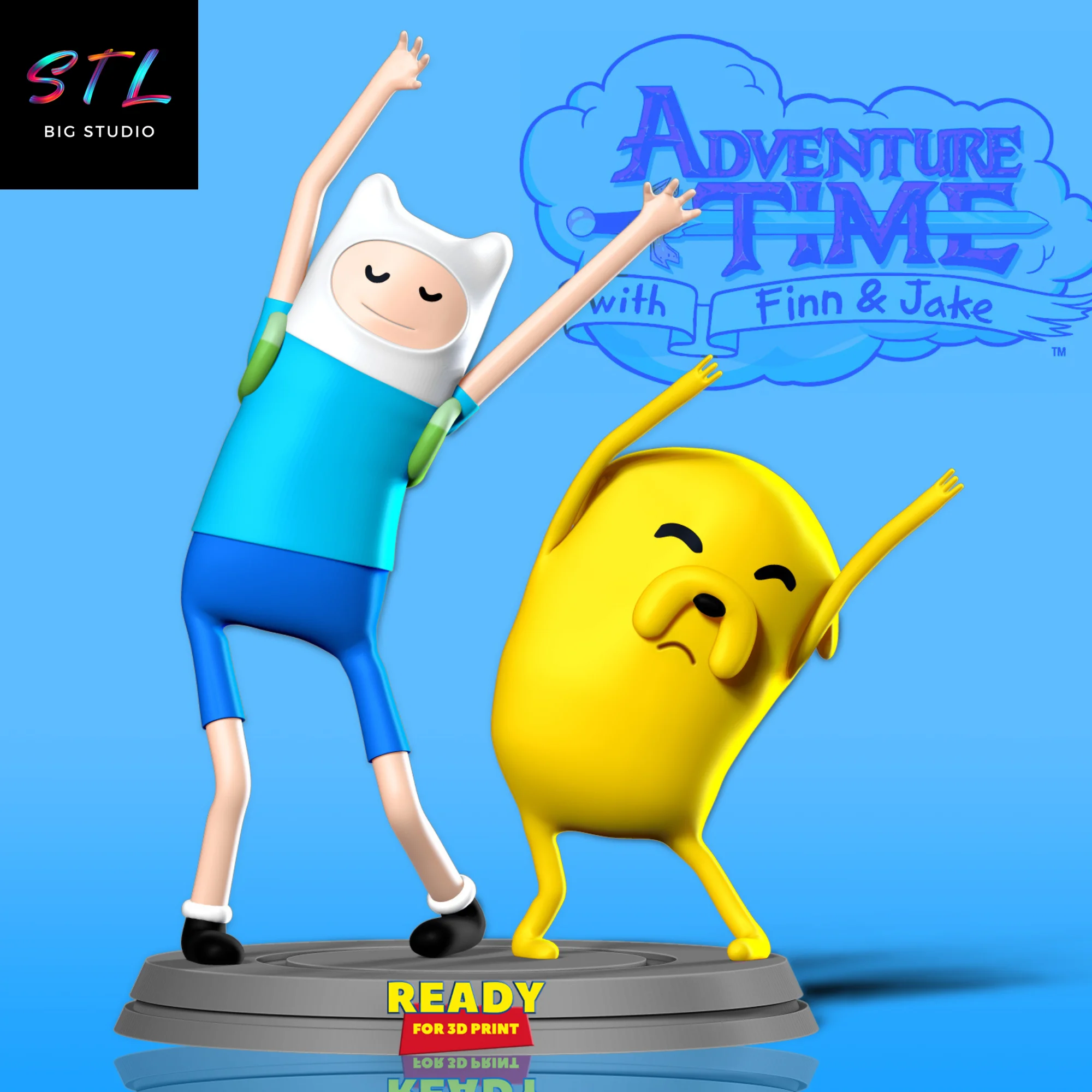 hora de aventuras stl impresion 3d figura finn y jake