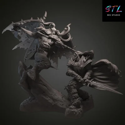 illidan vs arthas stl world of warcraft para impresion 3d