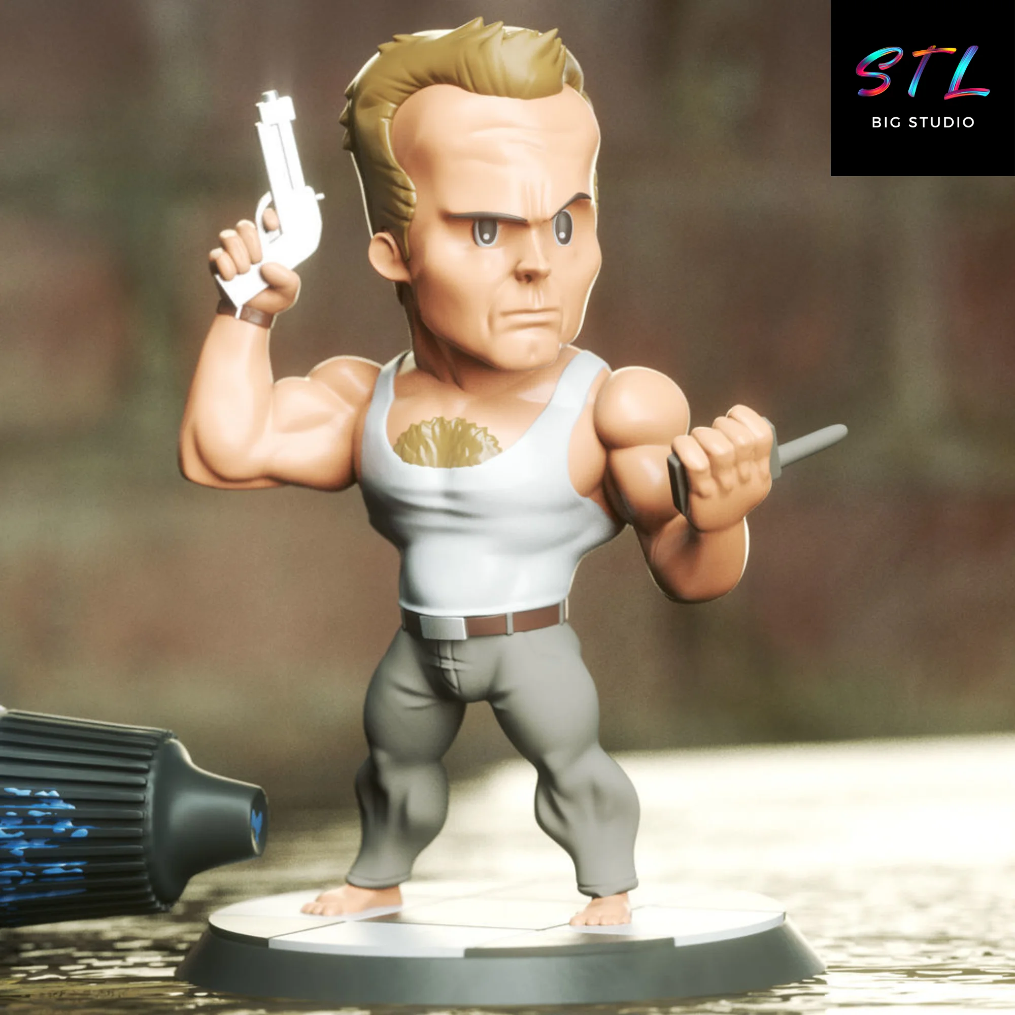 john mcclane chibi stl jungla de cristal impresion 3d bruce willis