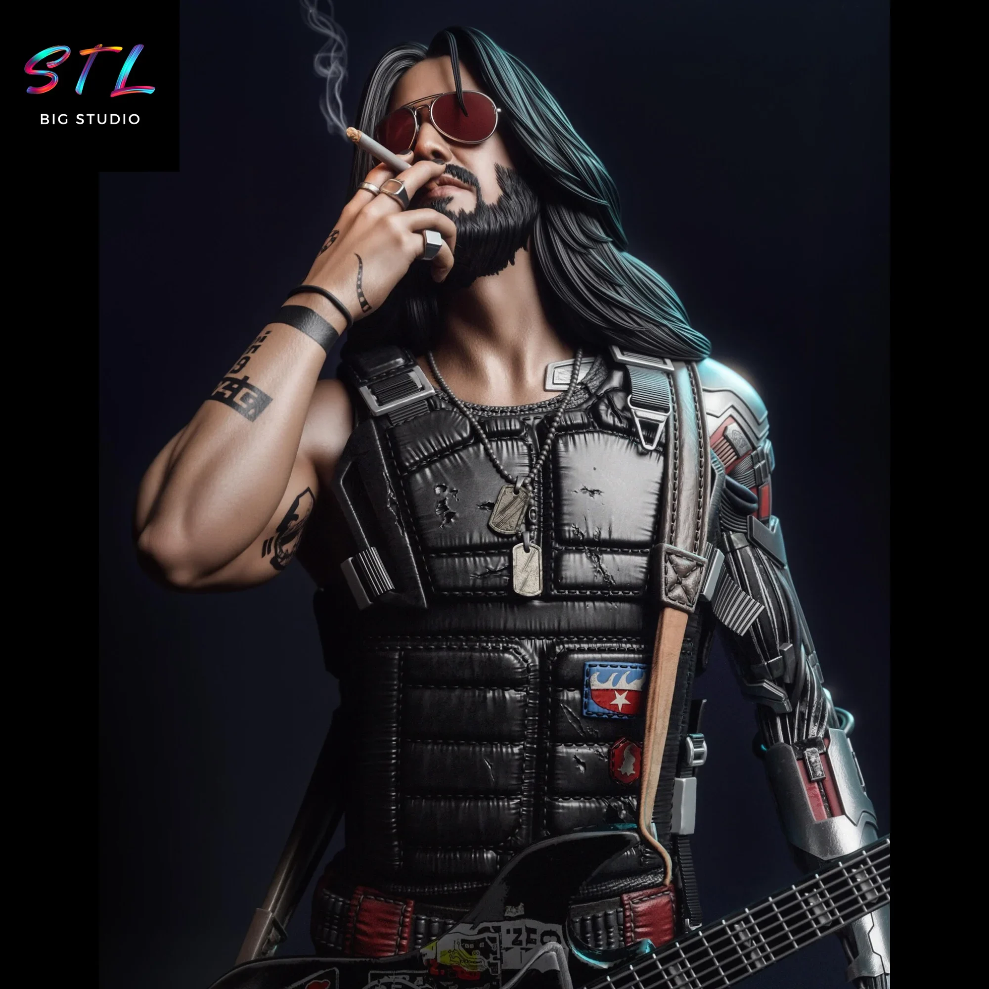johnny silverhand stl figura impresion 3d cyberpunk 2077 johnny silverhand stl figura impresion 3d cyberpunk 2077