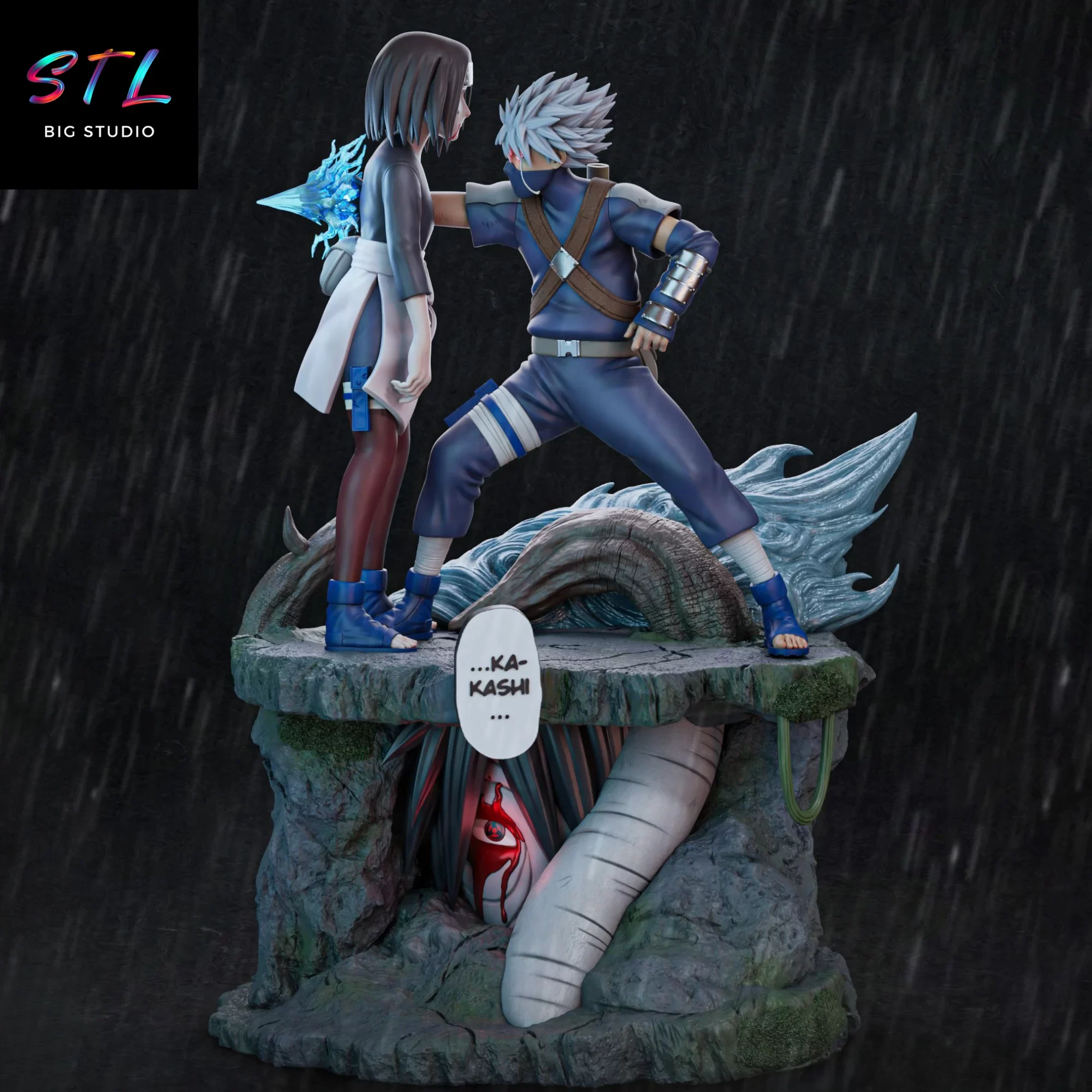 kakashi y rin stl naruto shippuden diorama impreison 3d