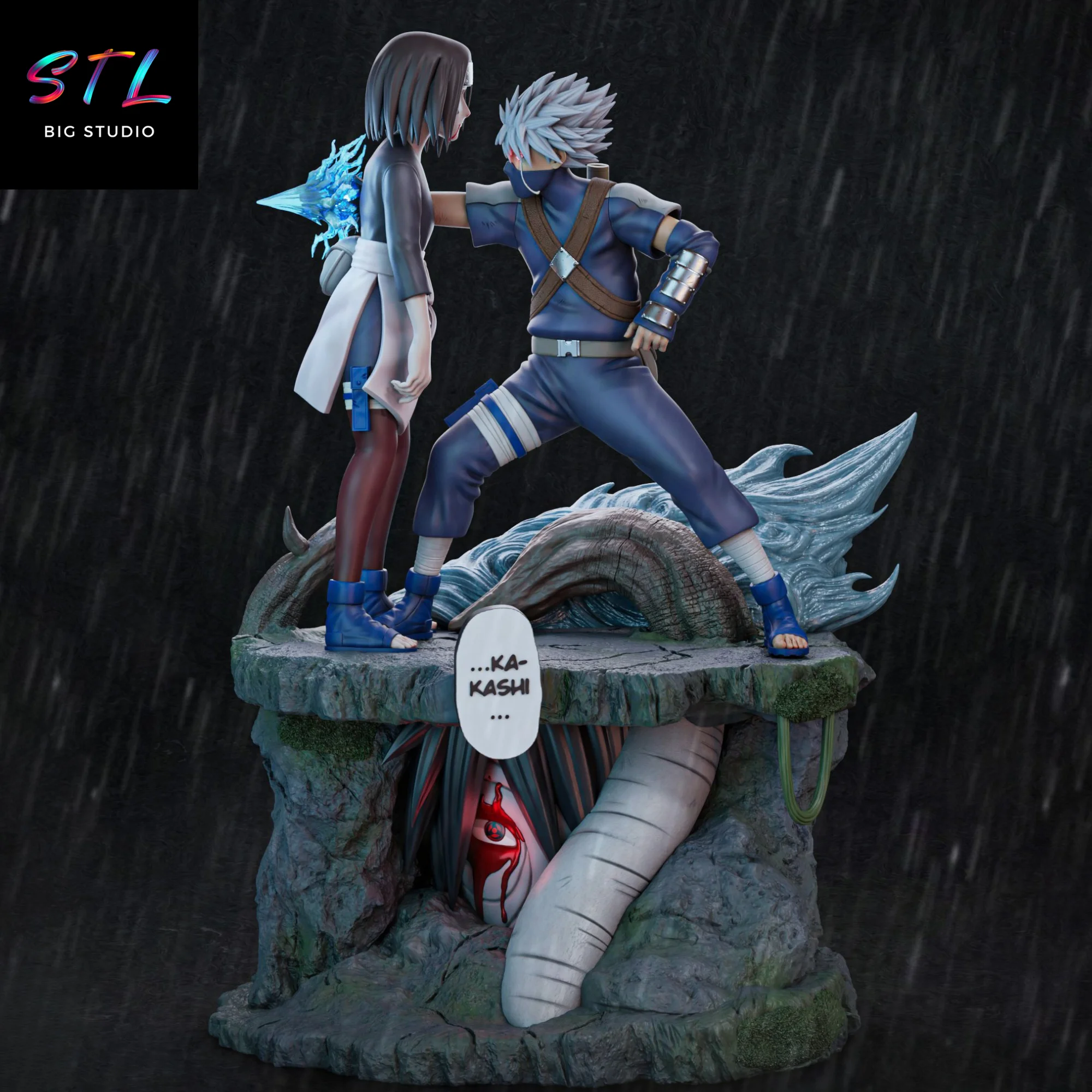 kakashi y rin stl naruto shippuden diorama impreison 3d