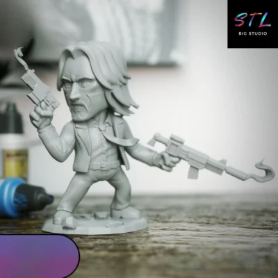 kawaii chibi john wick stl figura impresion 3d