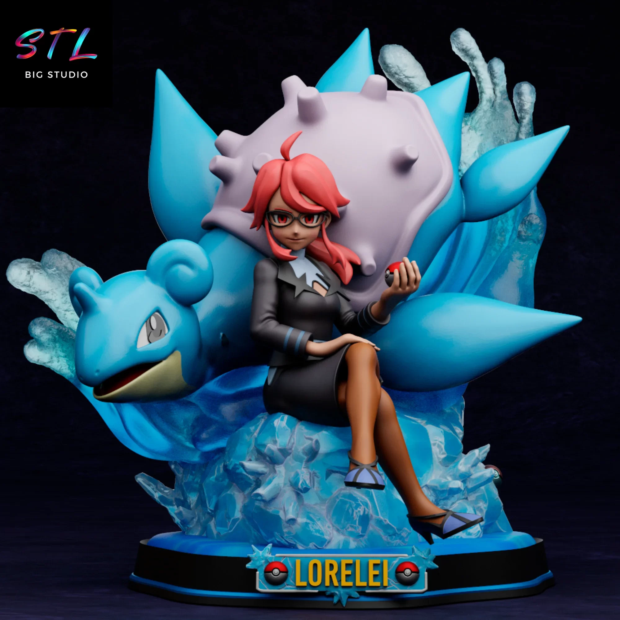 lorelei y lapras stl pokemon impresion 3d