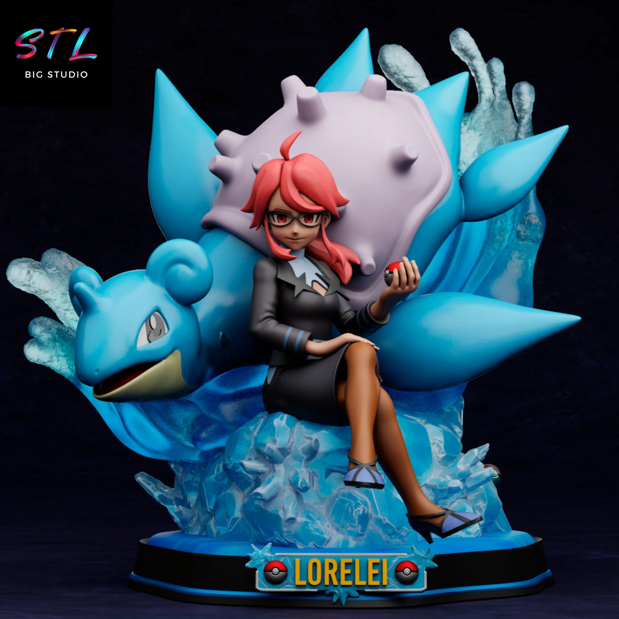 lorelei y lapras stl pokemon impresion 3d