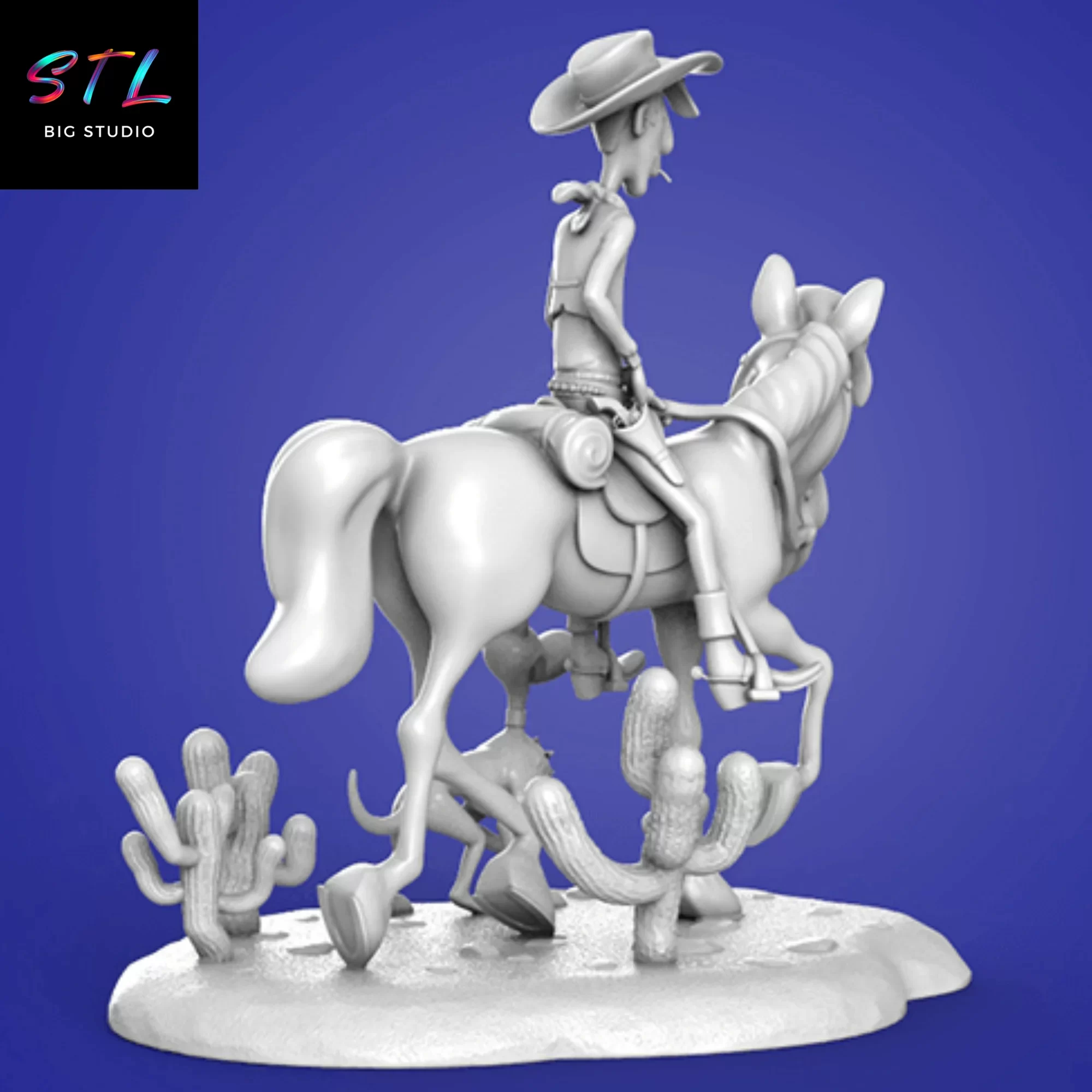 lucky luke stl diorama rantanplan jolly jumper impresion 3d lucky luke stl diorama rantanplan jolly jumper impresion 3d