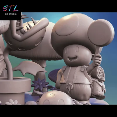 mario toad princesa peach stl diorama impresion 3d