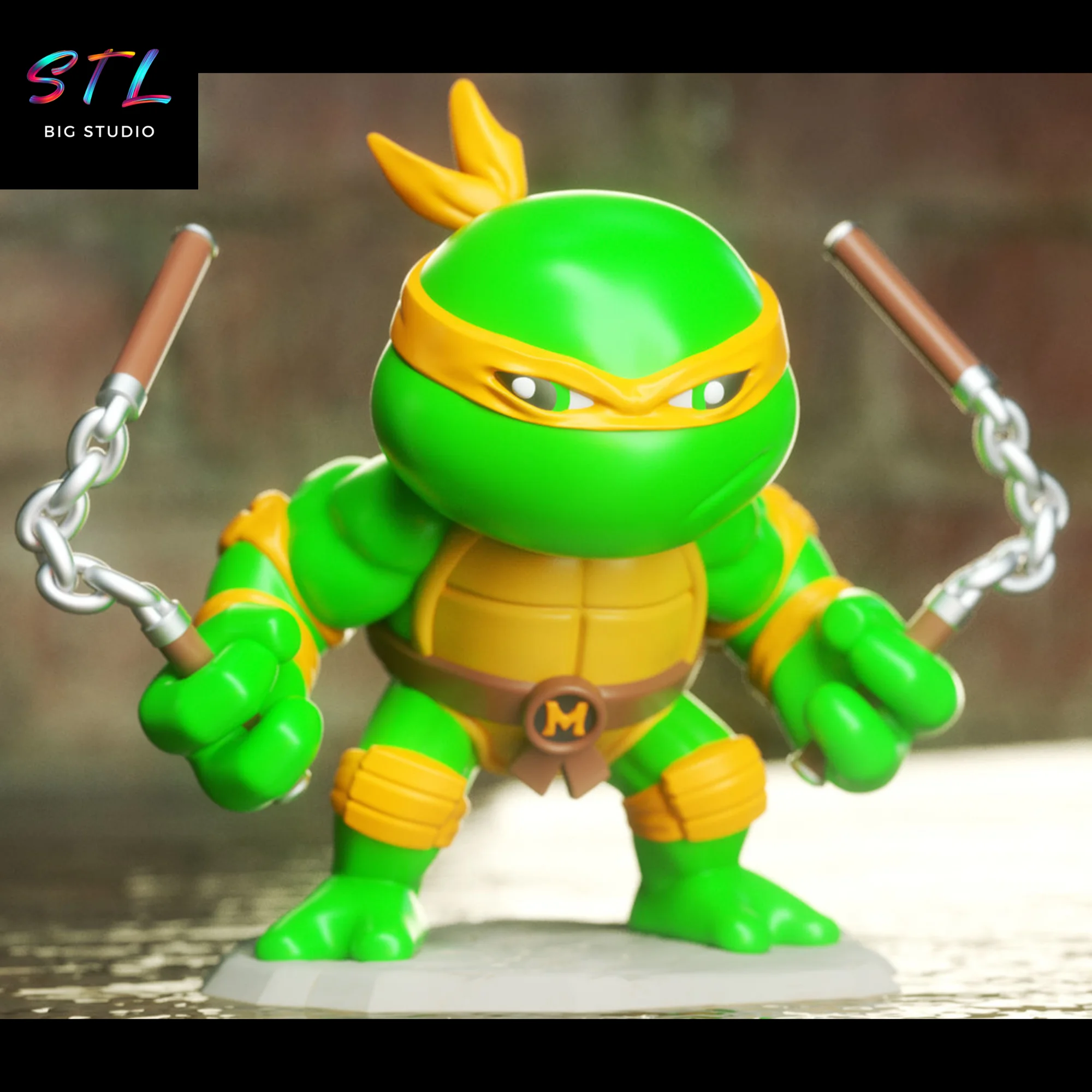 michelangelo chibi stl tortugas ninja impresion 3d
