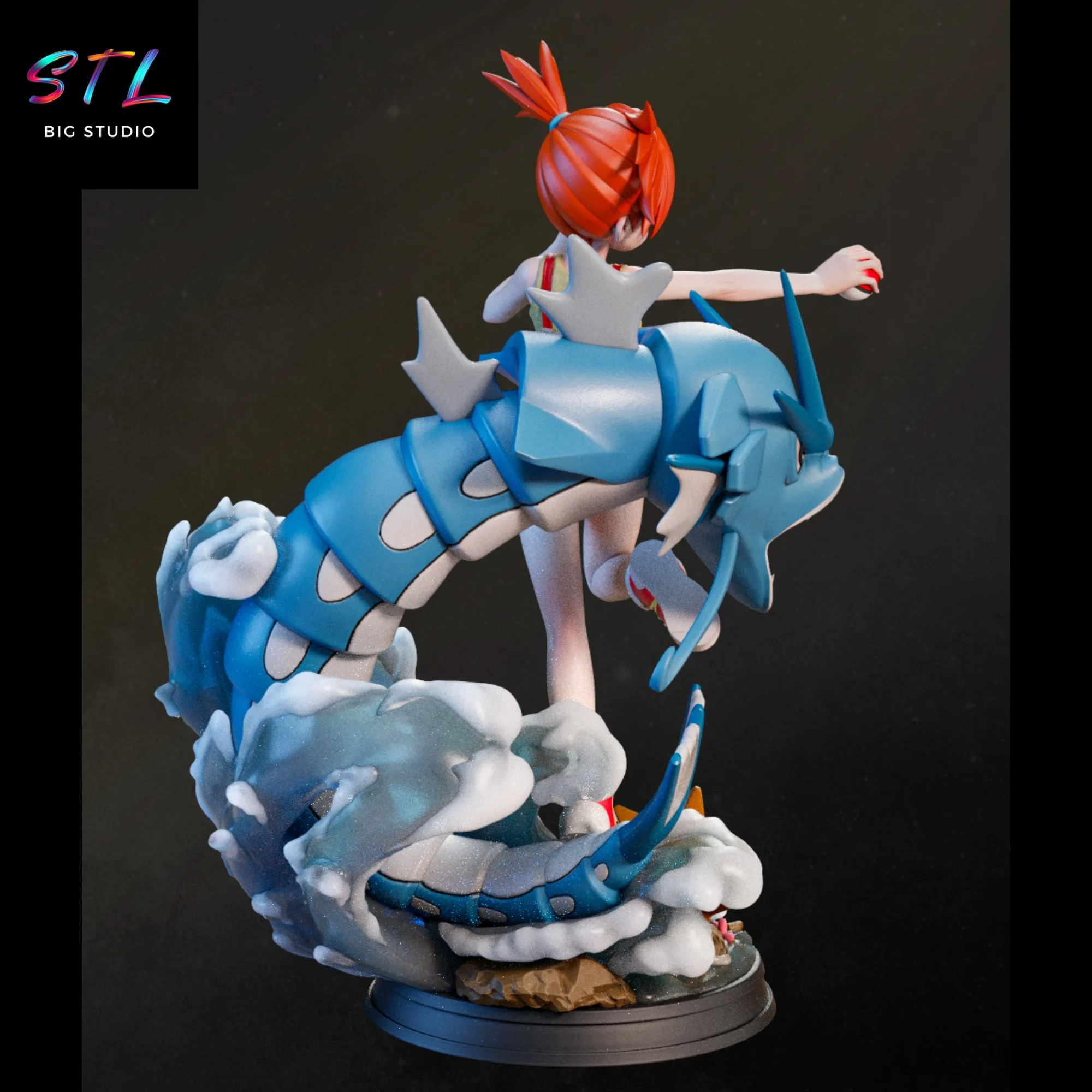 misty y gyarados stl pokemon diorama impresion 3d misty y gyarados stl pokemon diorama impresion 3d