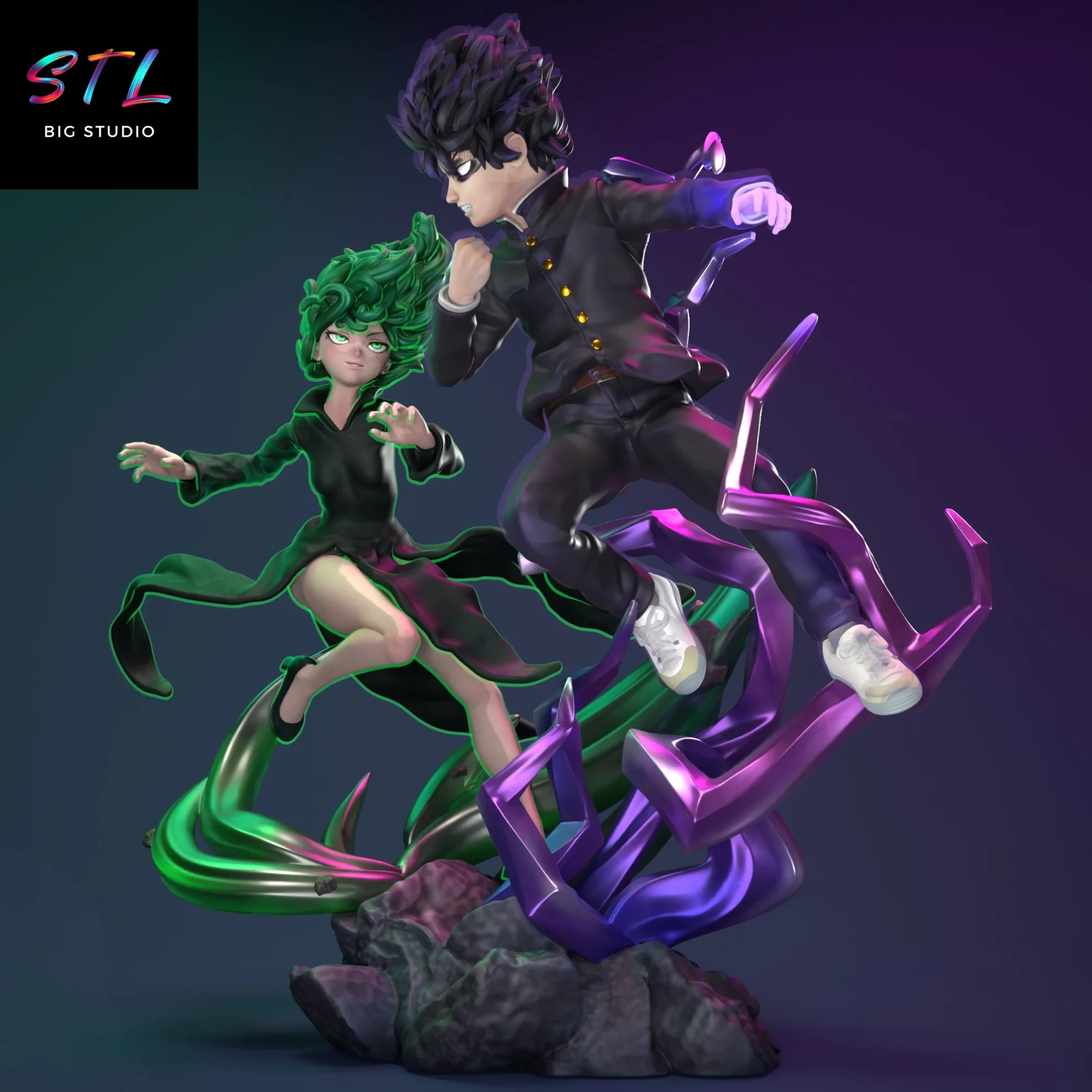 mob psycho vs tatsumaki stl impresion 3d one punch man mob psycho vs tatsumaki stl impresion 3d one punch man