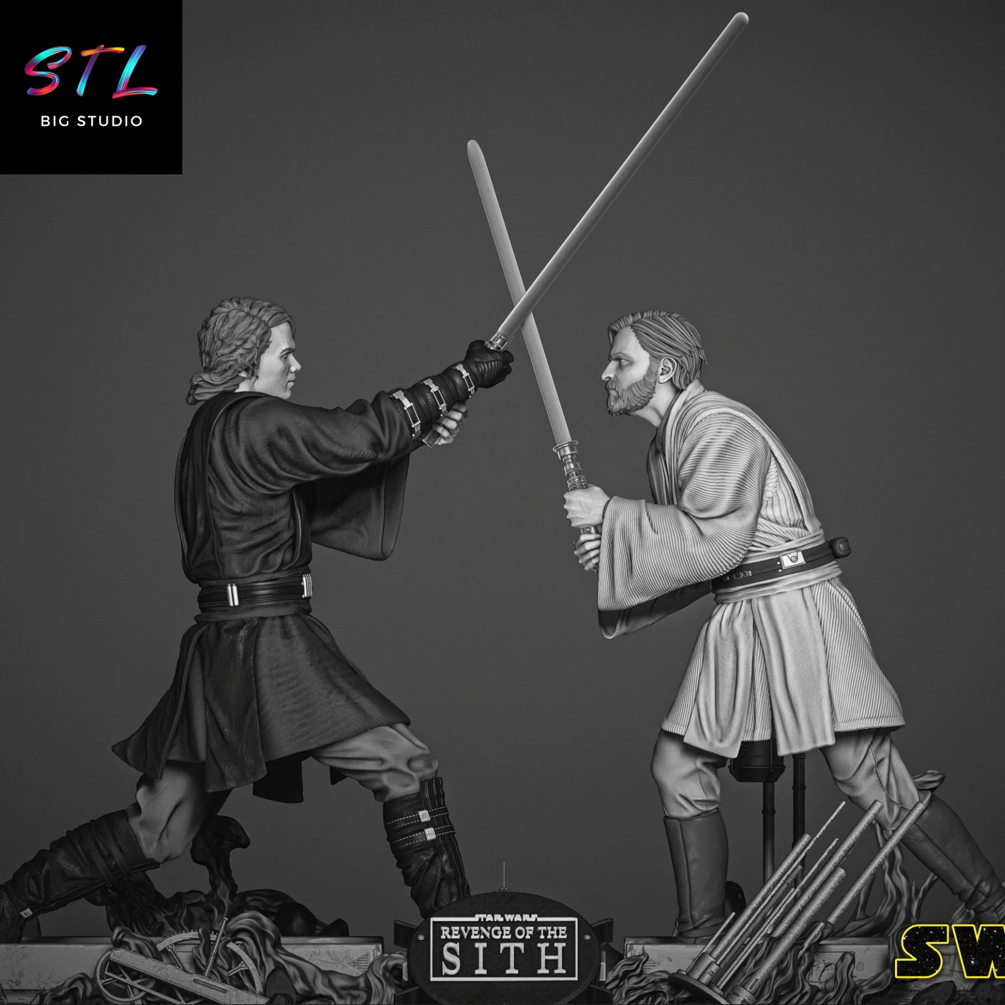 obi wan vs anakin skywalker stl impresion 3d star wars