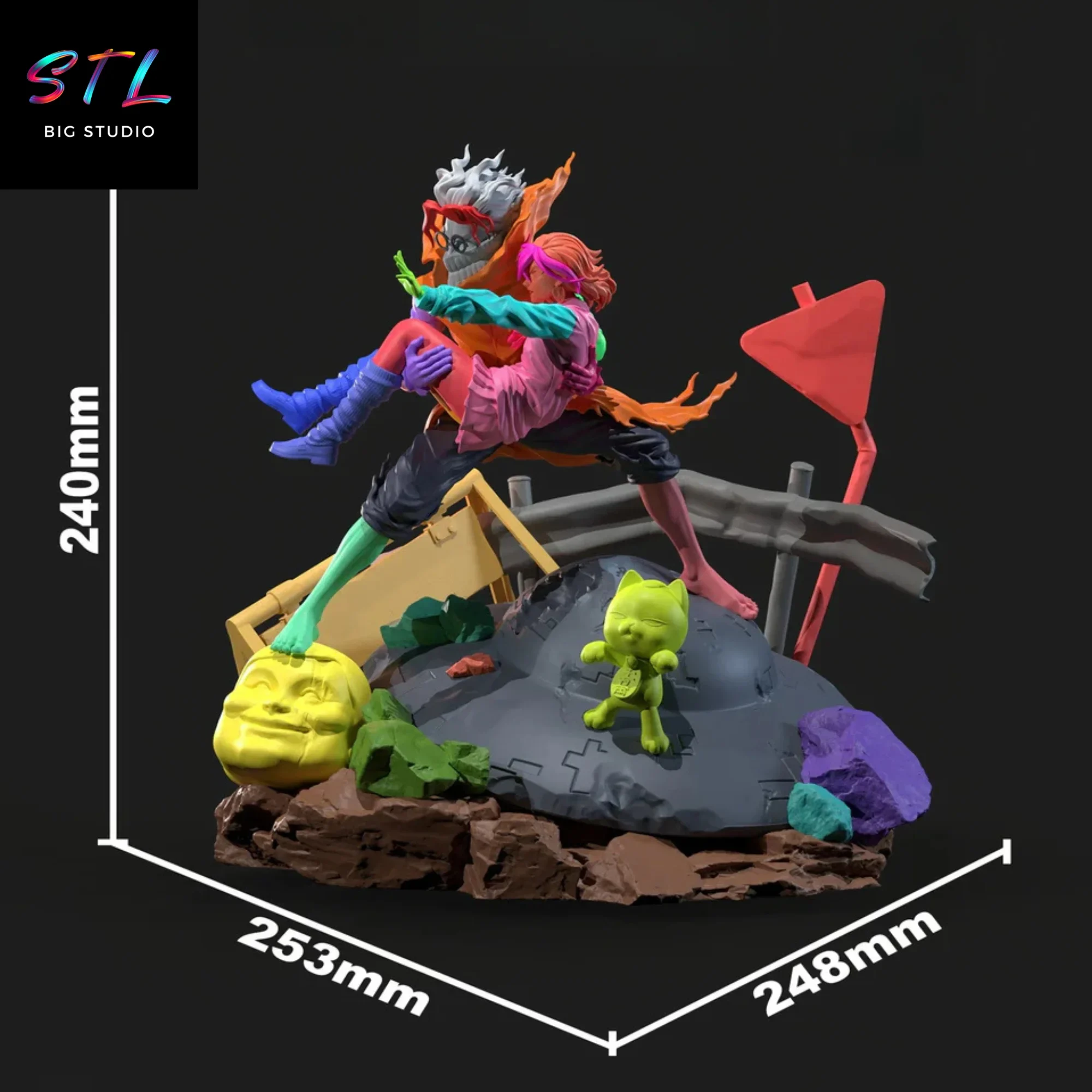 okarun y momo ayase stl impresion 3d diorama dan da dan okarun y momo ayase stl impresion 3d diorama dan da dan