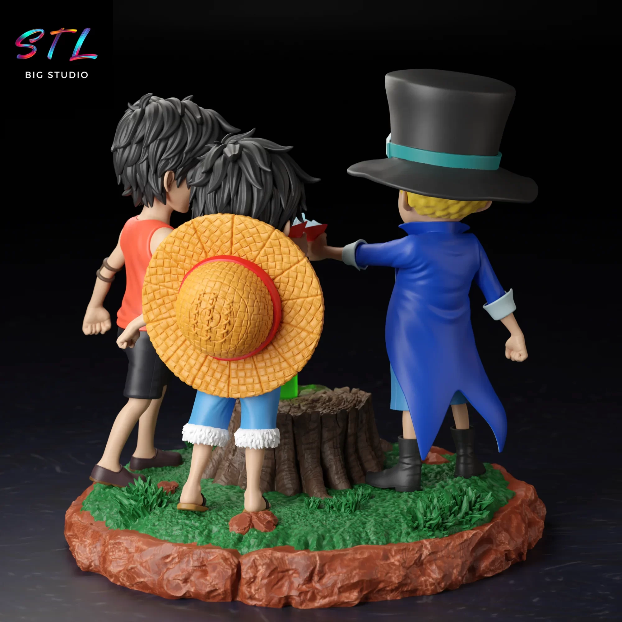 one piece stl luffy ace sabo niños diorama imprimir 3d one piece stl luffy ace sabo niños diorama imprimir 3d