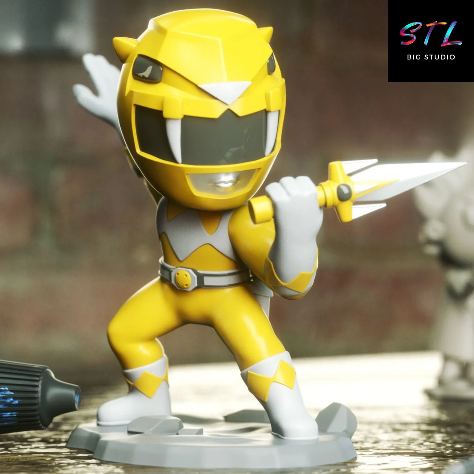 power ranger amarillo chibi stl impresion 3d
