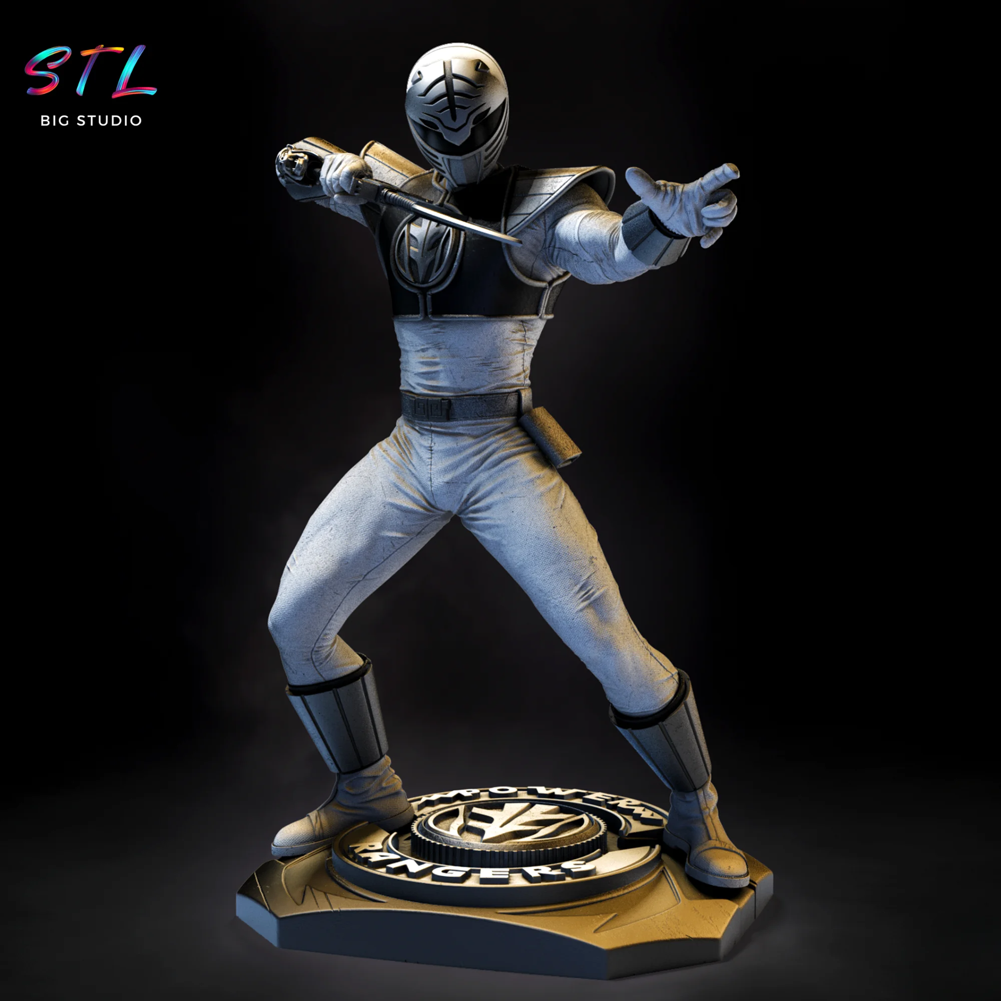 power ranger blanco stl impresion 3d