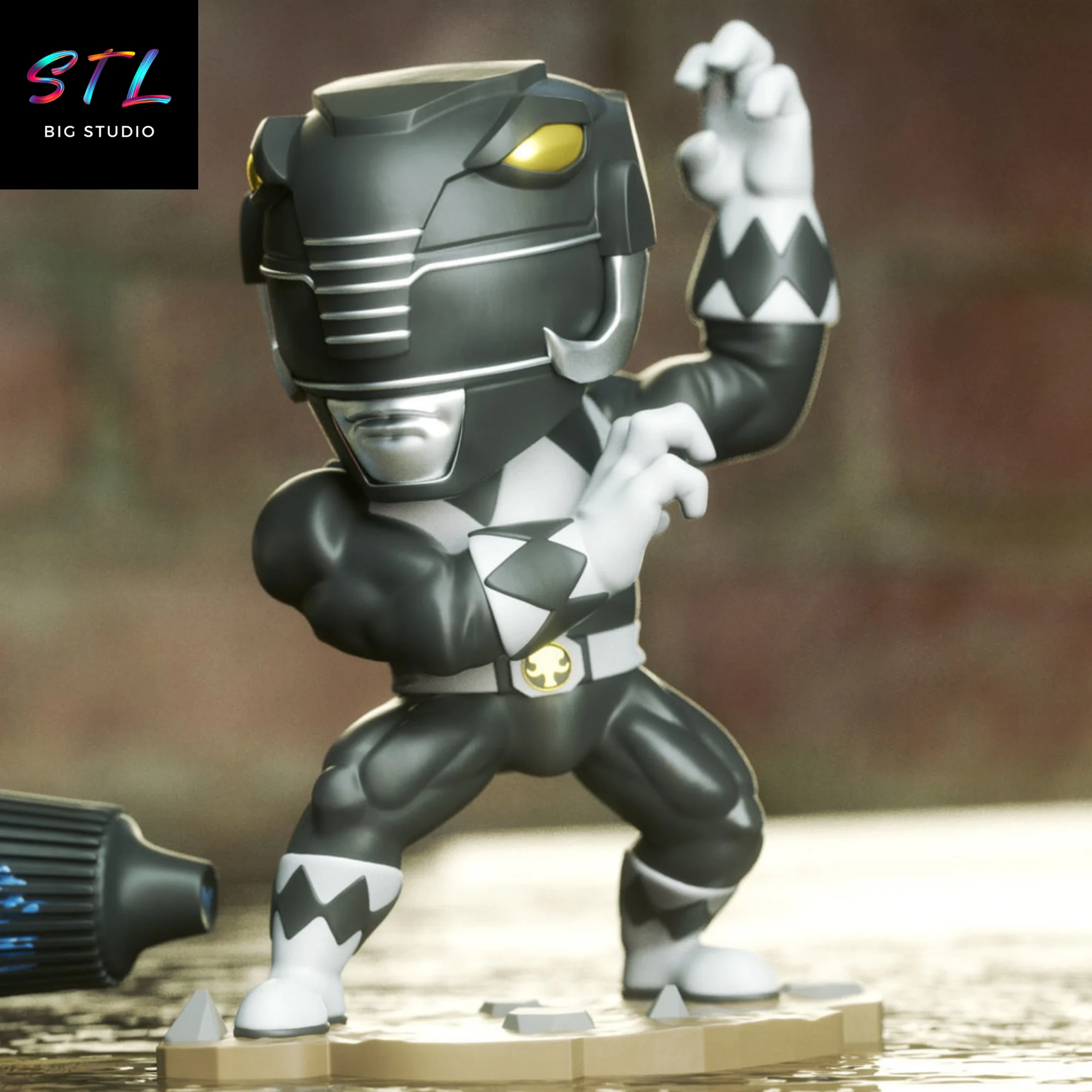 power ranger negro chibi stl impresion 3d