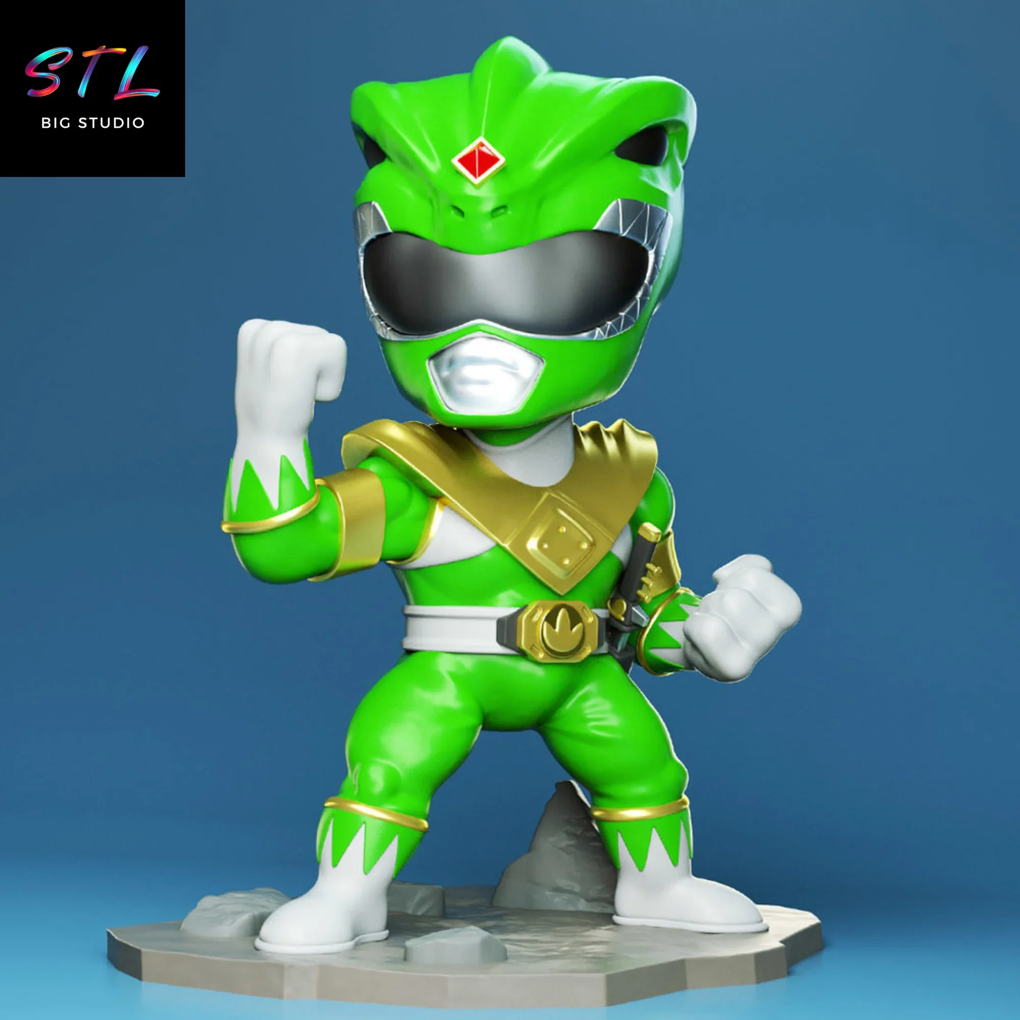 power ranger verde chibi stl impresion 3d