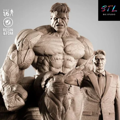 red hulk stl impresion 3d marvel diorama