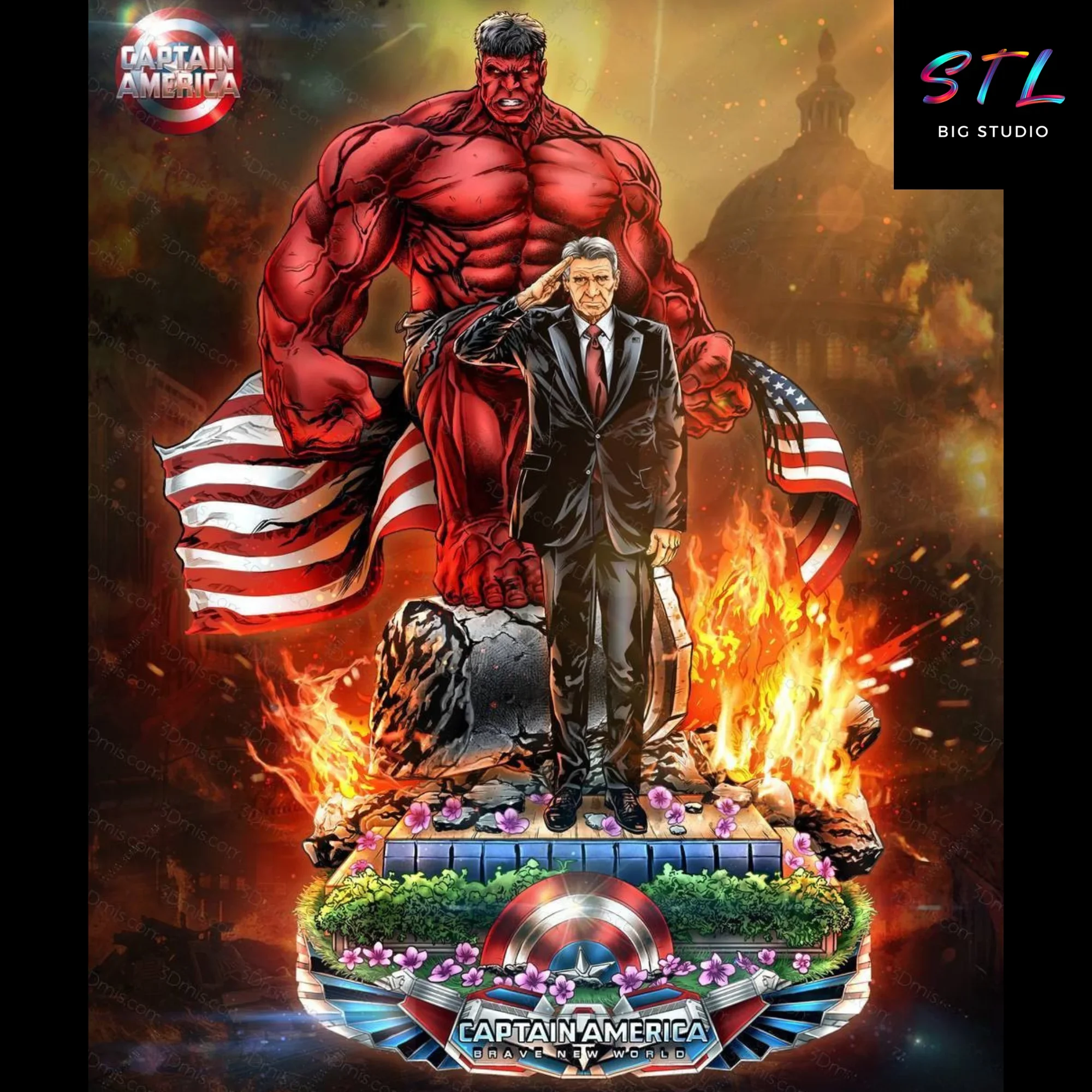 red hulk y ross stl diorama para impresion 3d marvel red hulk y ross stl diorama para impresion 3d marvel