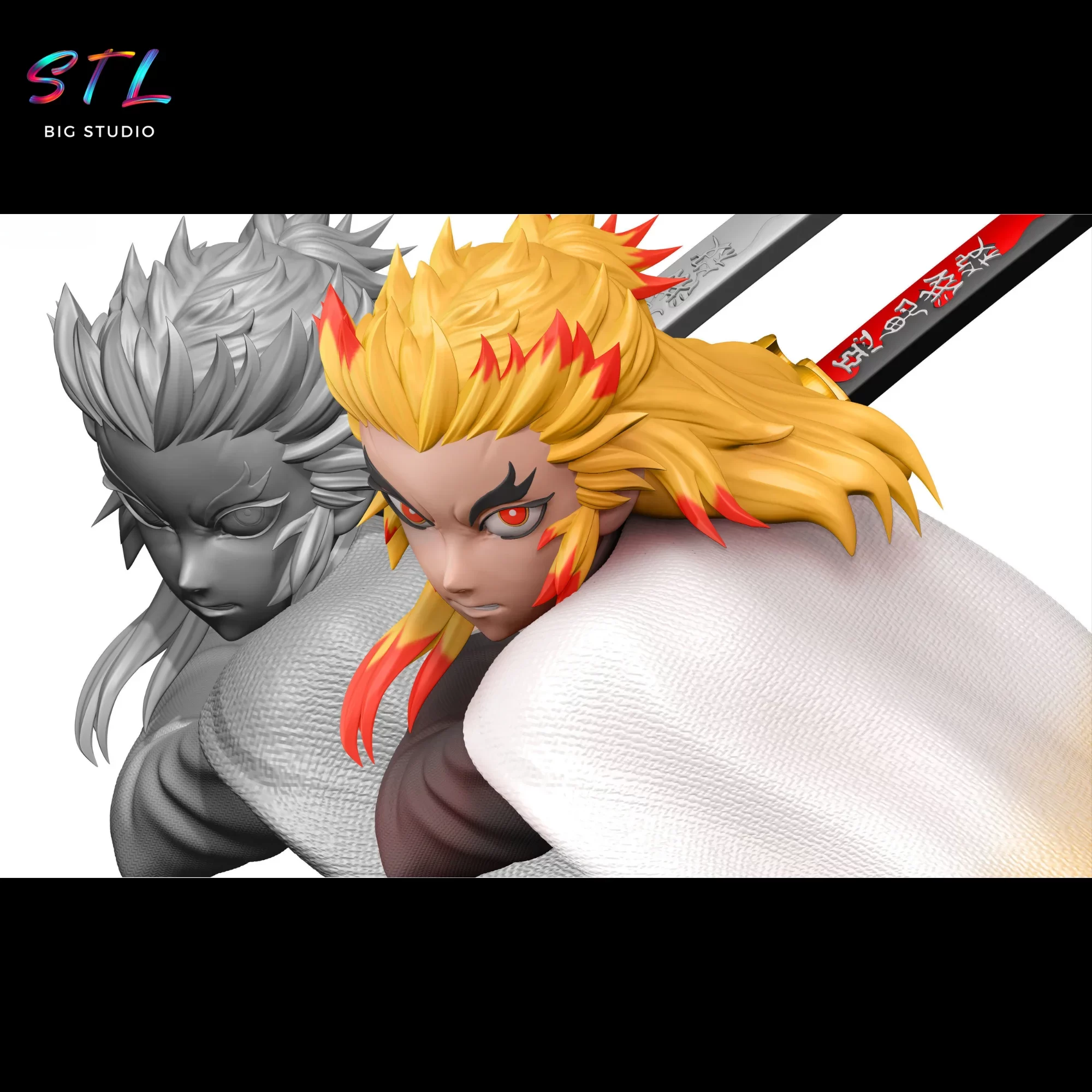 rengoku stl demon slayer impresion 3d anime