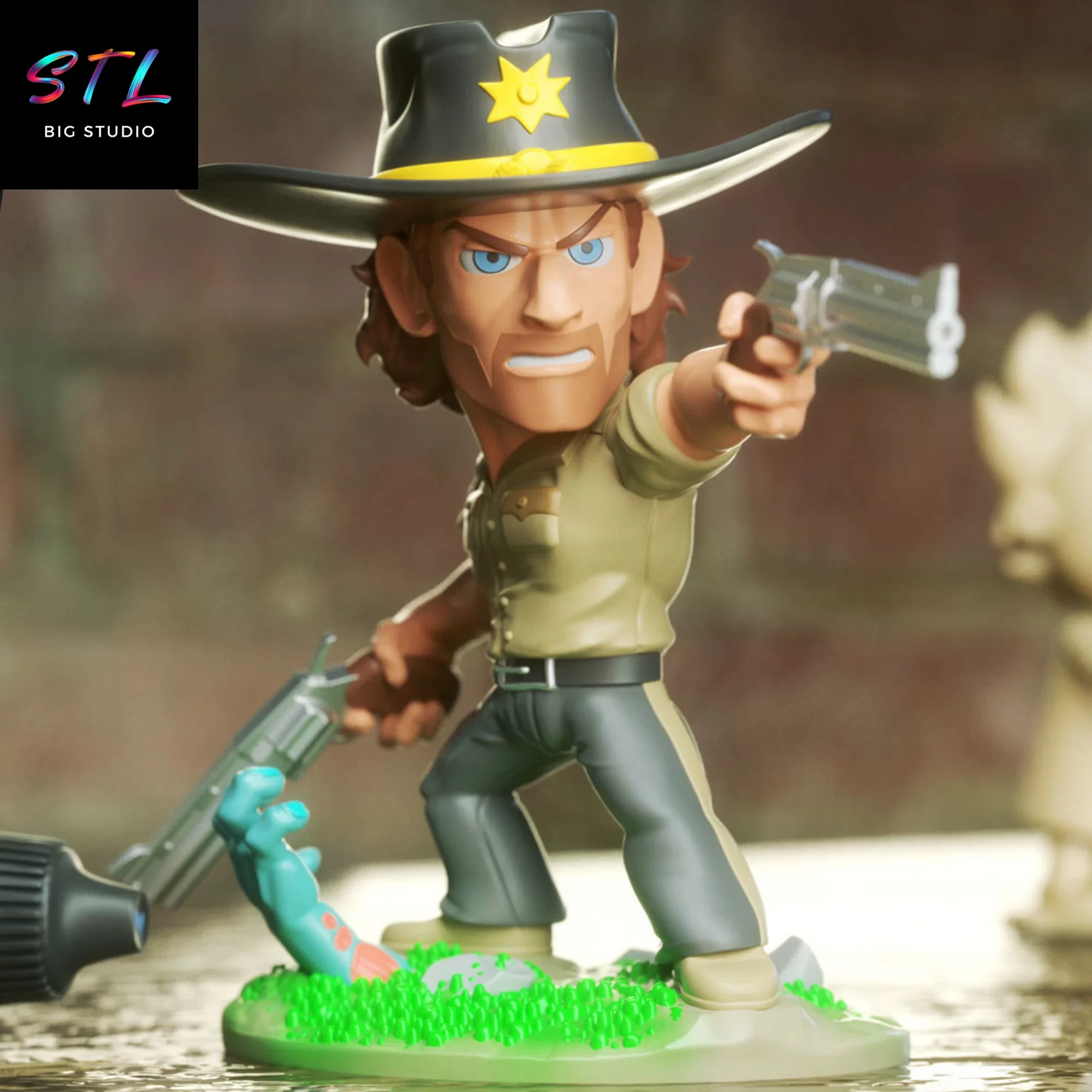rick grimes chibi stl walking dead kawaii impresion 3d