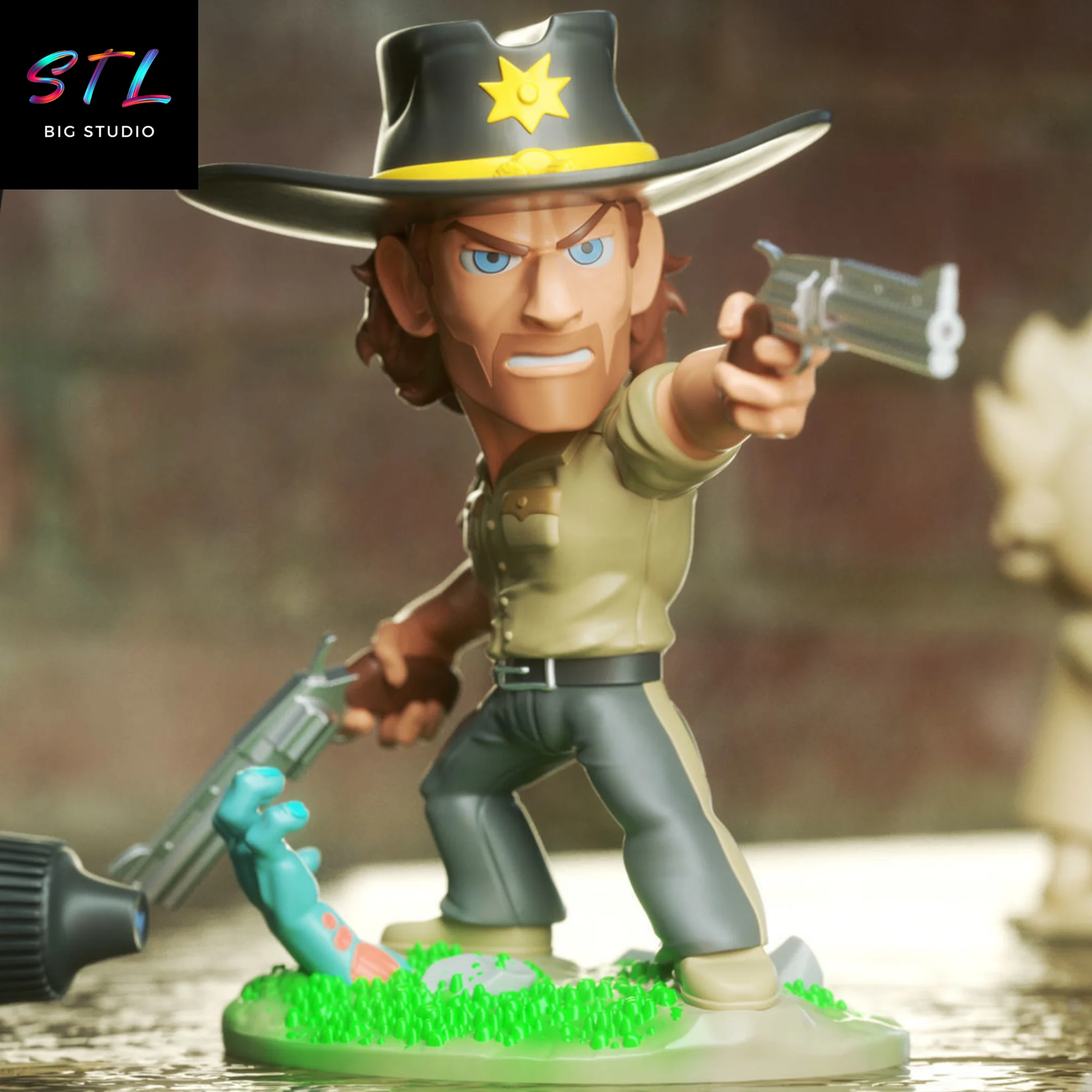 rick grimes chibi stl walking dead kawaii impresion 3d
