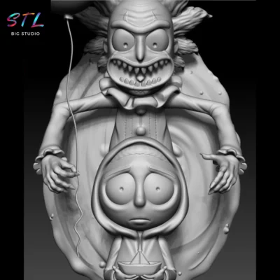 rick payaso it stl figura impresion 3d rick y morty