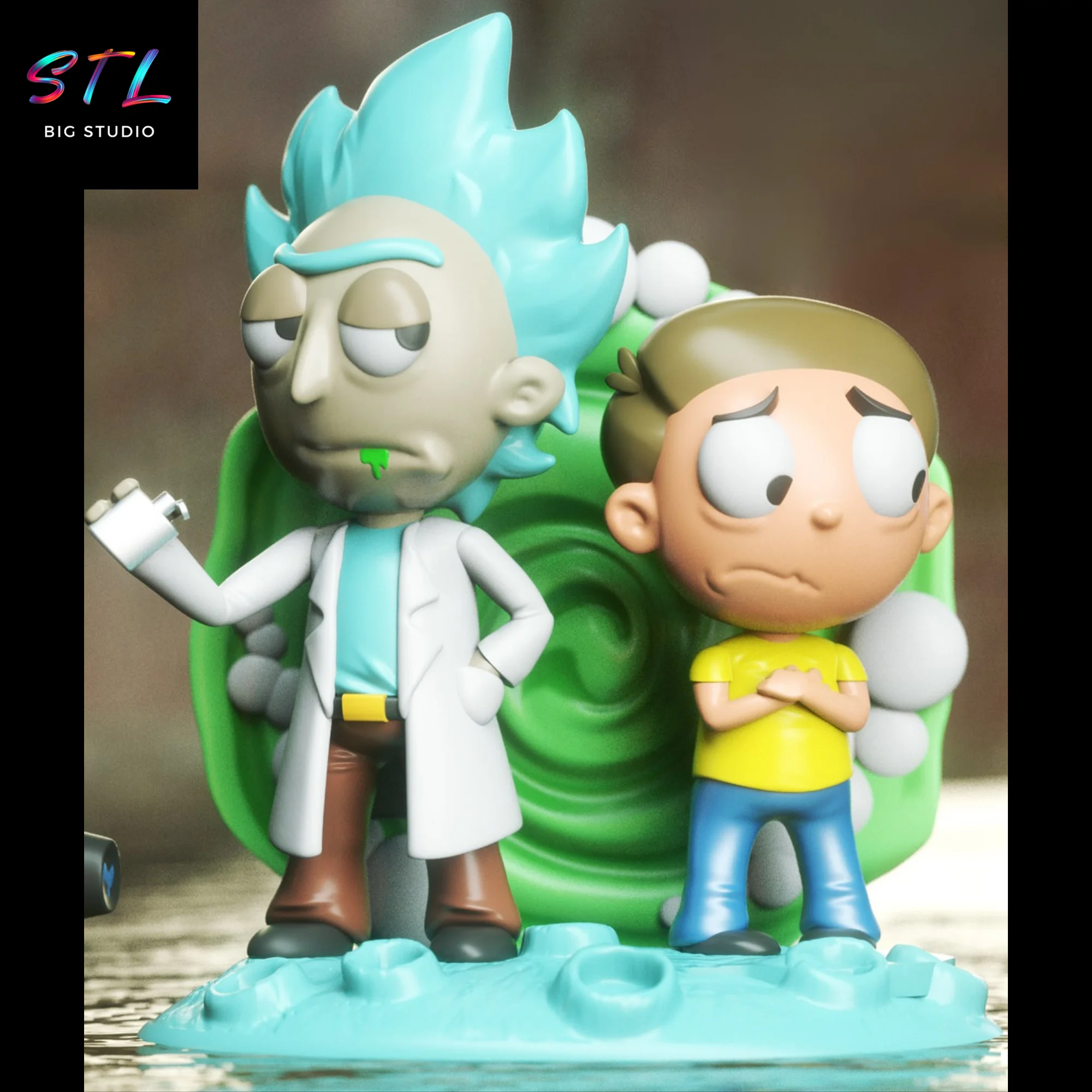 rick y morty chibi stl para impresion 3d