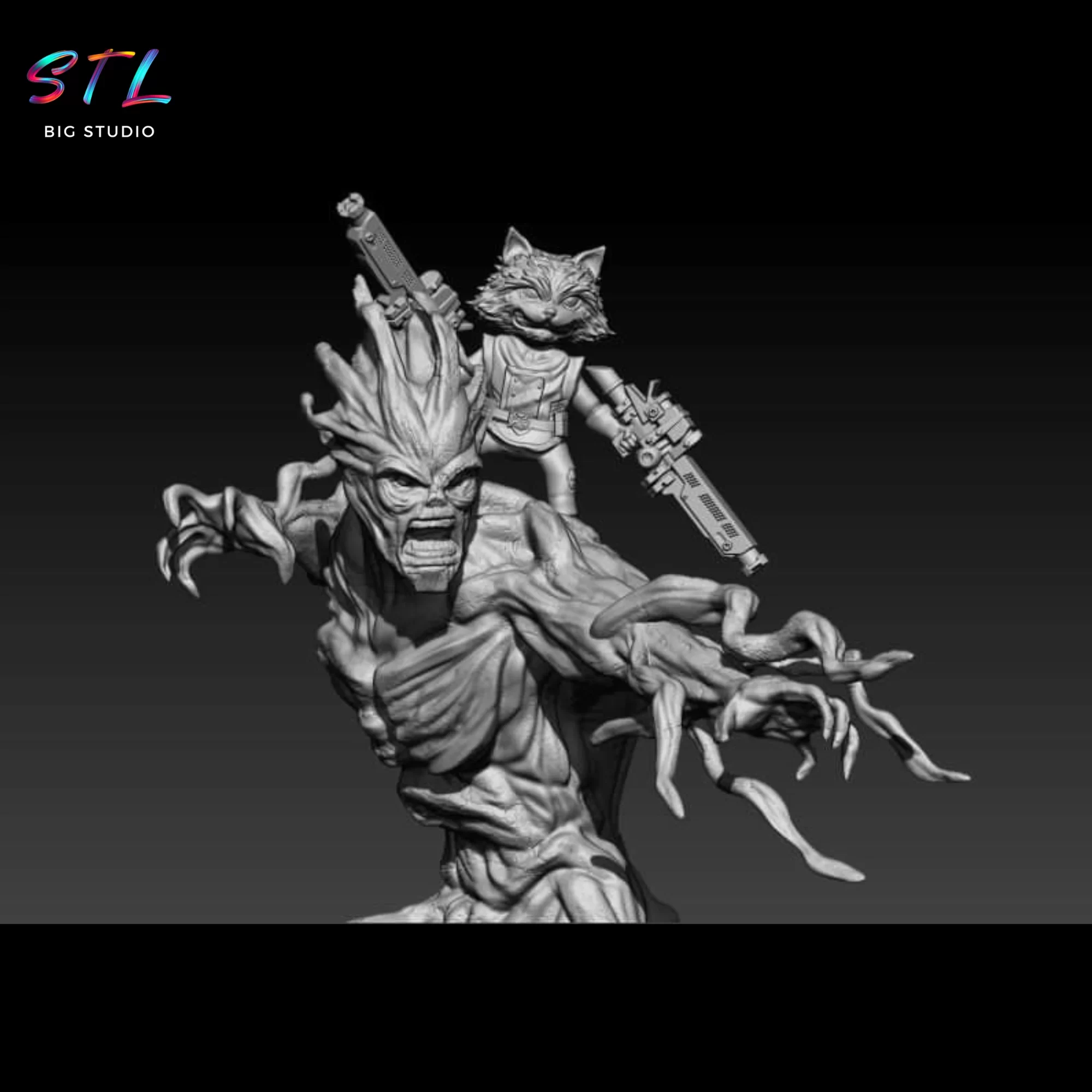 rocket y groot stl diorama impresion 3d rocket y groot stl diorama impresion 3d