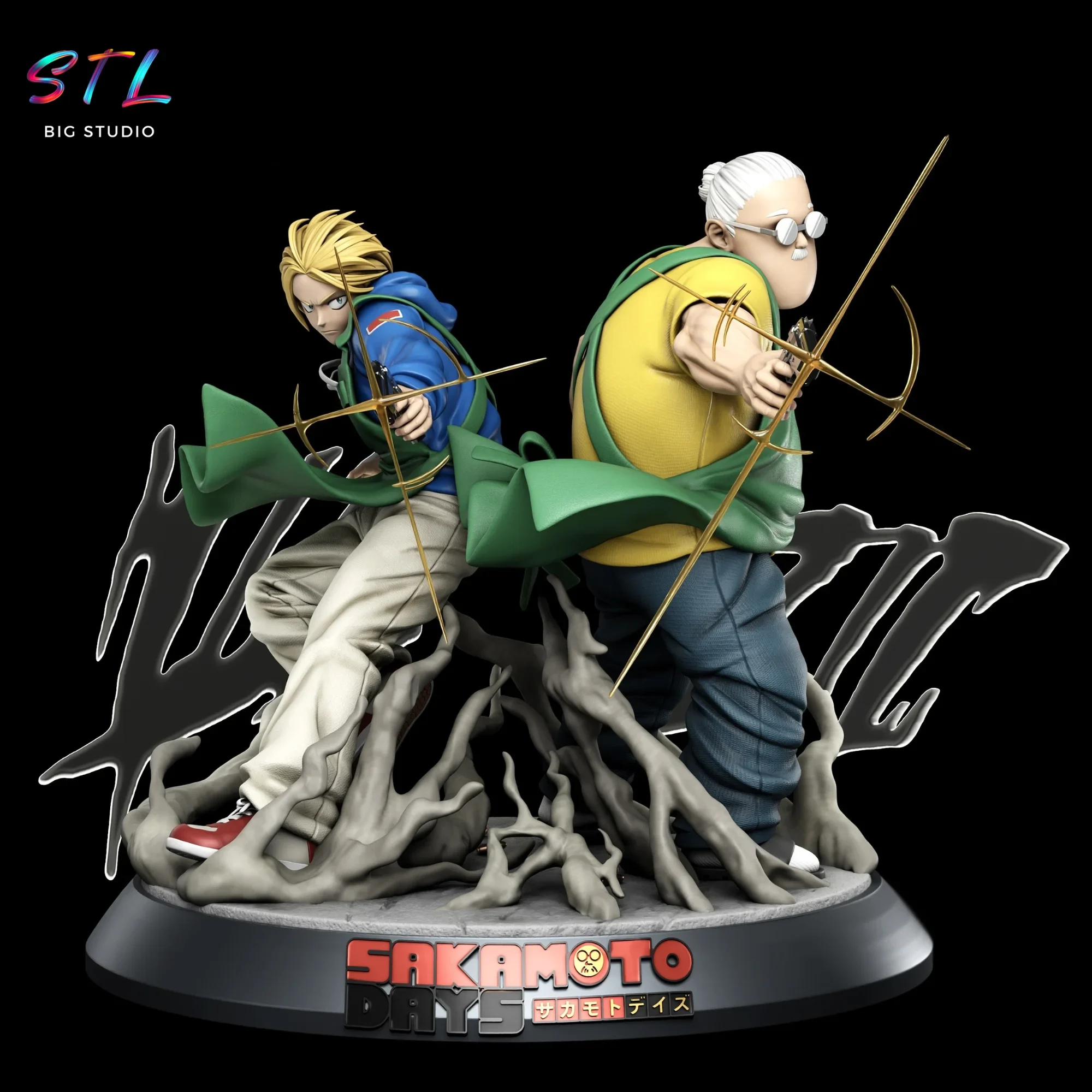sakamoto days stl impresion 3d diorama taro y shin