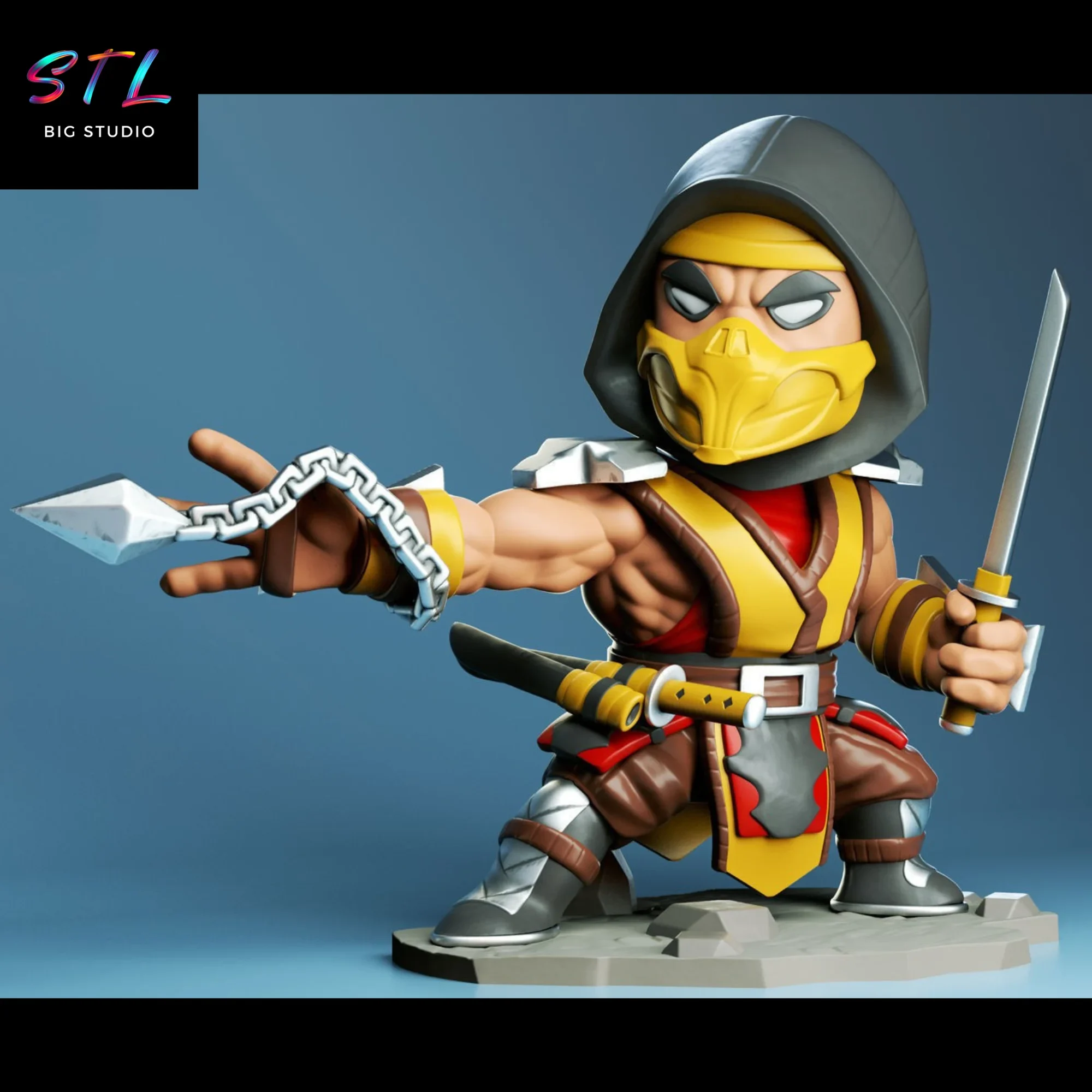 scorpion chibi stl mortal kombat impresion 3d