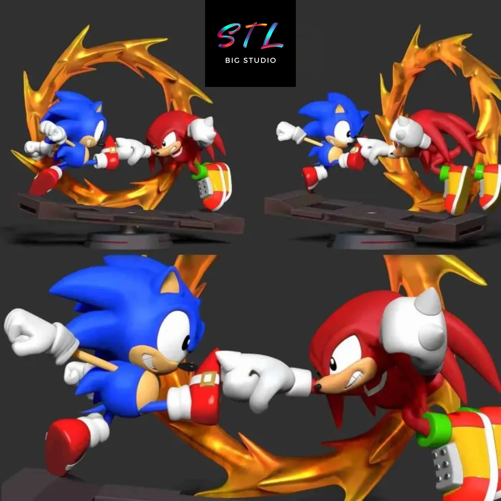 sonic vs knuckles stl impresion 3d sonic vs knuckles stl impresion 3d