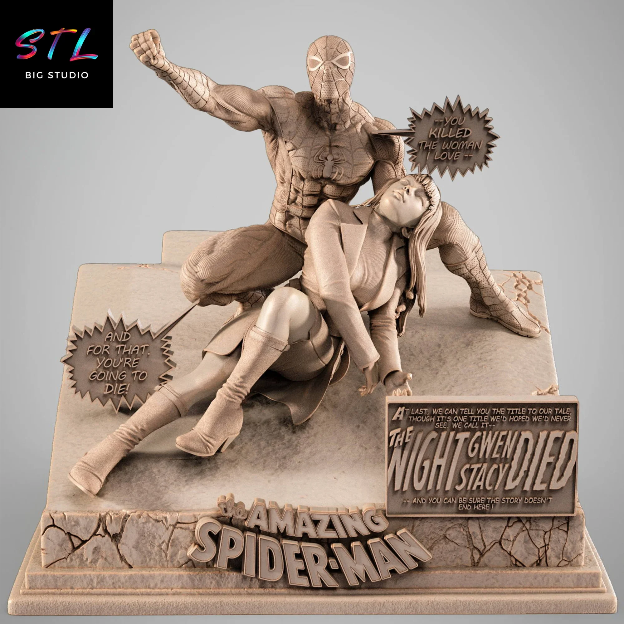 spider-man y gwen stacy stl impresion 3d marvel