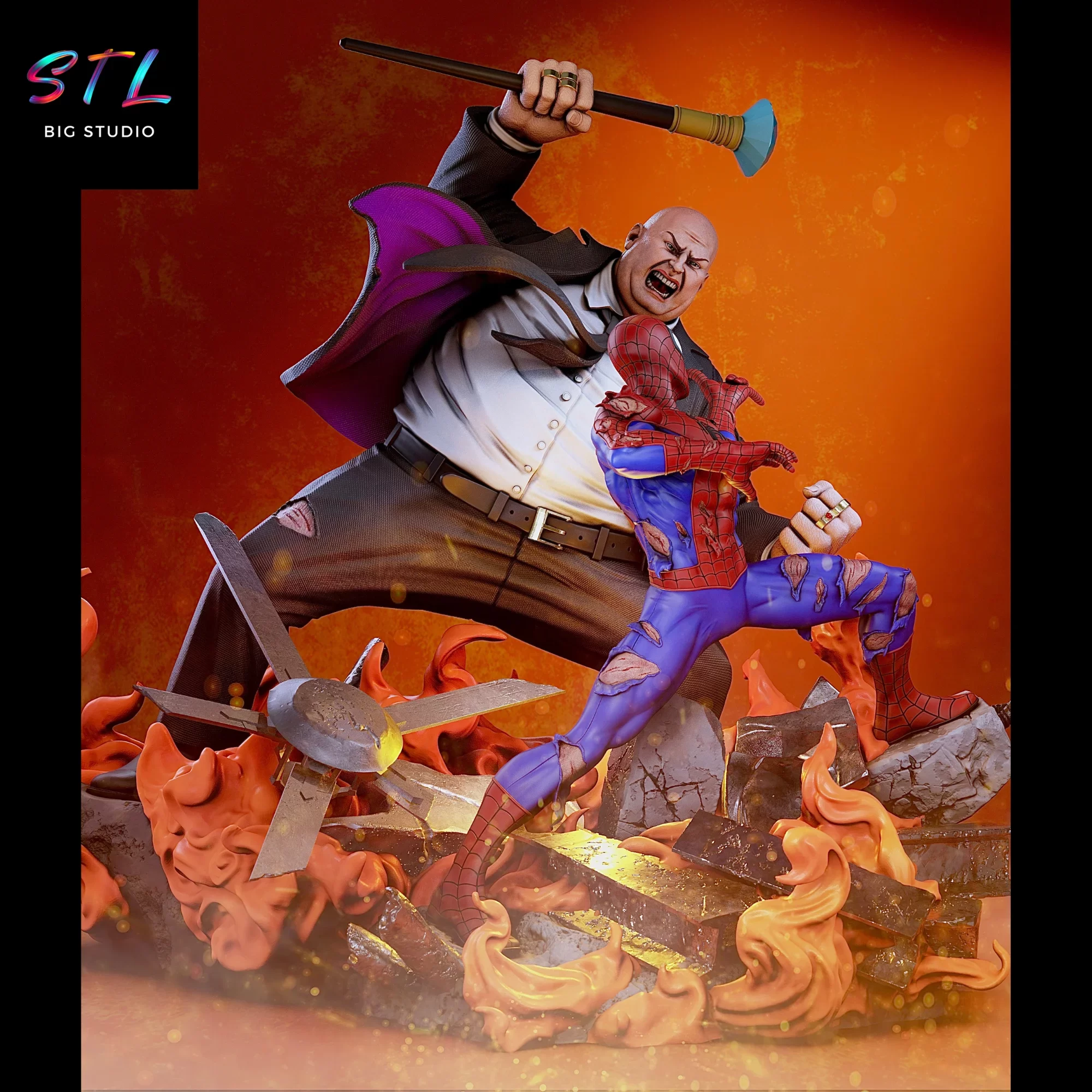 spiderman vs kingpin stl marvel impresion 3d spiderman vs kingpin stl marvel impresion 3d