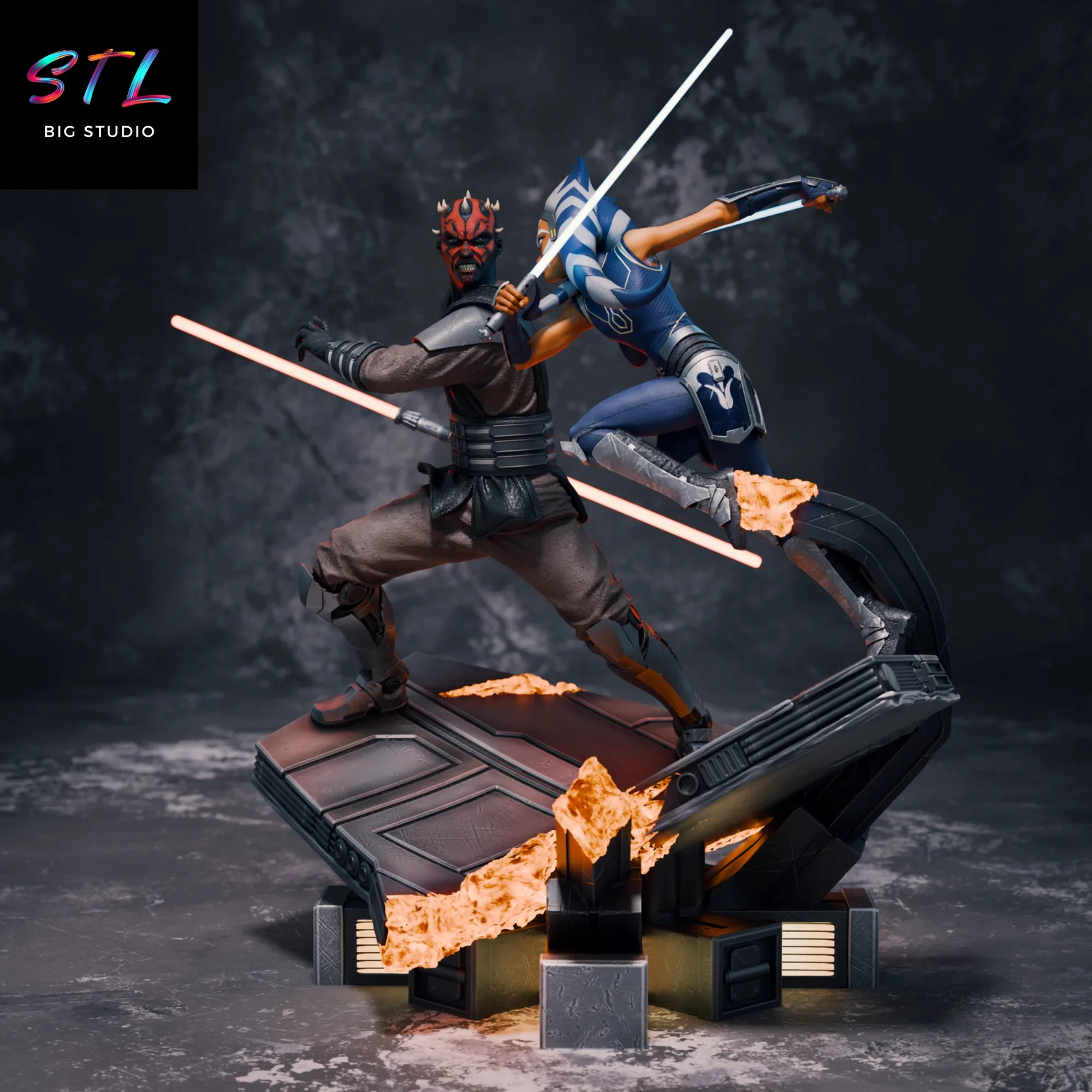 star wars stl ahsoka tano vs darth maul diorama impresion 3d star wars stl ahsoka tano vs darth maul diorama impresion 3d