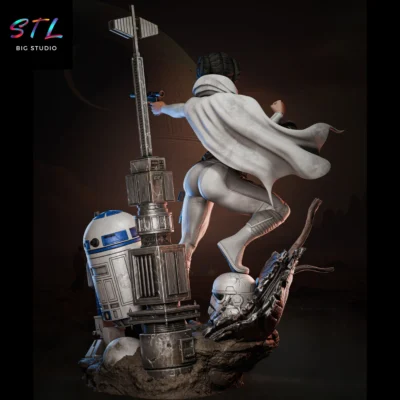 star wars stl leia y r2d2 para impresion 3d