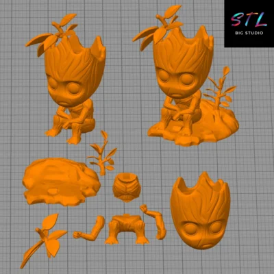 stl baby groot impresion 3d guardianes de la galaxia