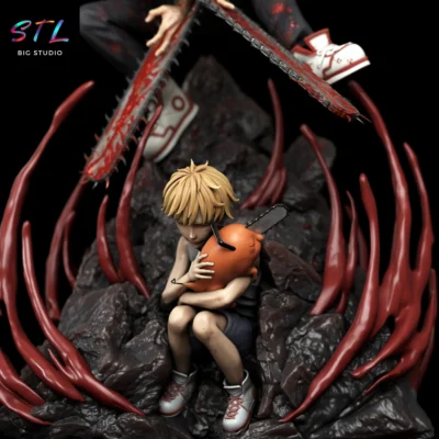 stl chainsaw man denji y pochita figura impresion 3d