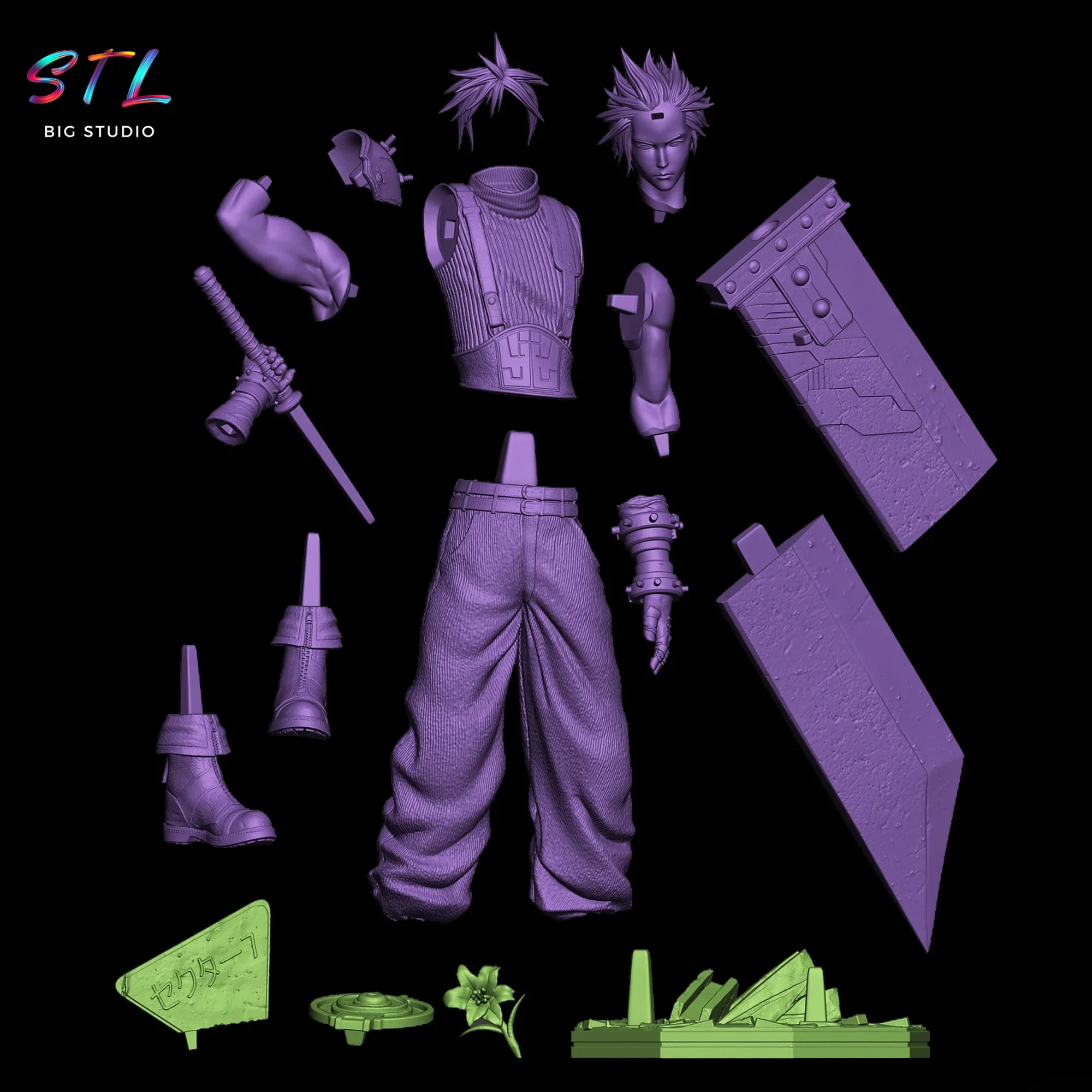 stl cloud strife impresion 3d figura final fantasy vii stl cloud strife impresion 3d figura final fantasy vii