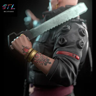 stl cyberpunk 2077 figura jackie welles para impresion 3d