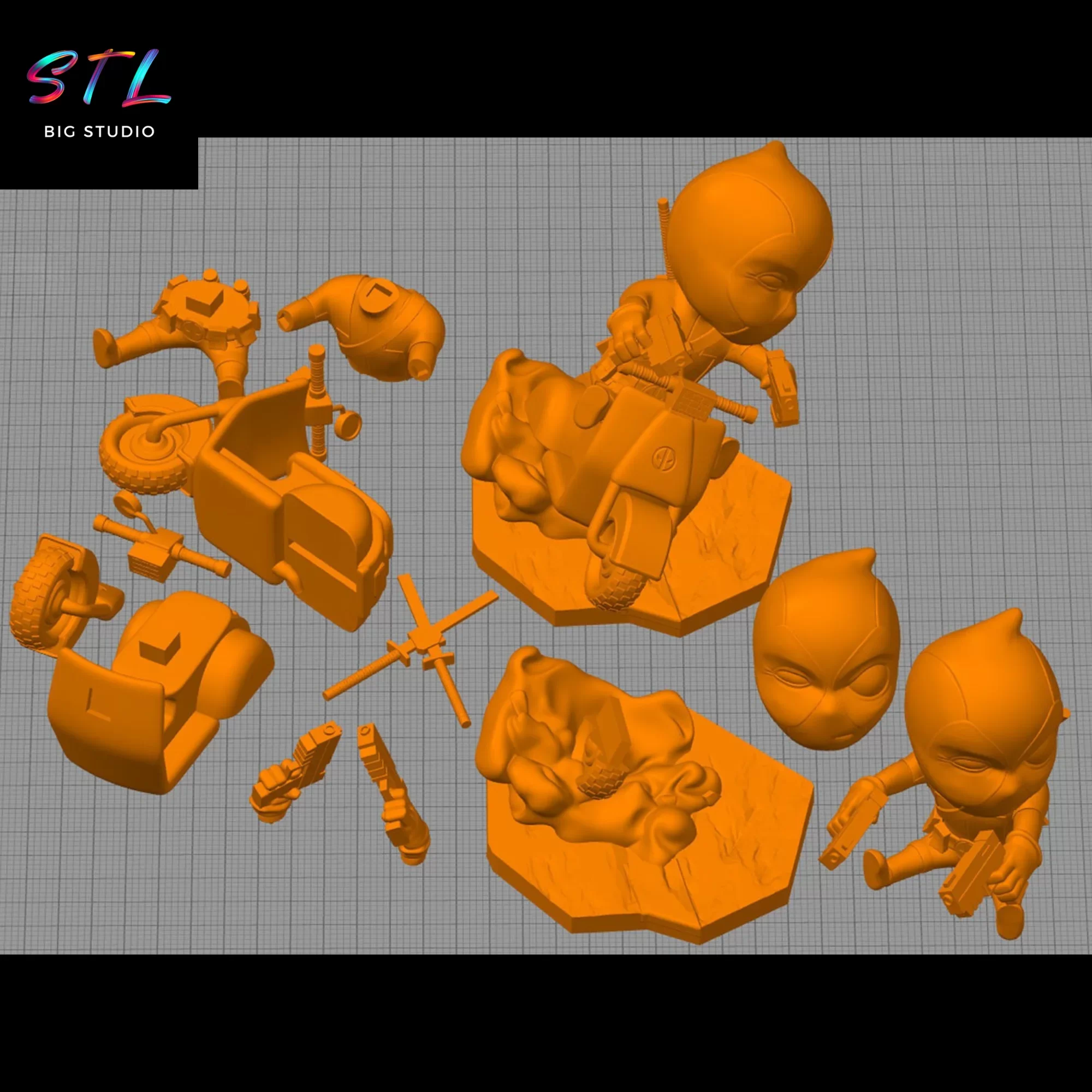 stl deadpool vespa chibi marvel impresion 3d stl deadpool vespa chibi marvel impresion 3d