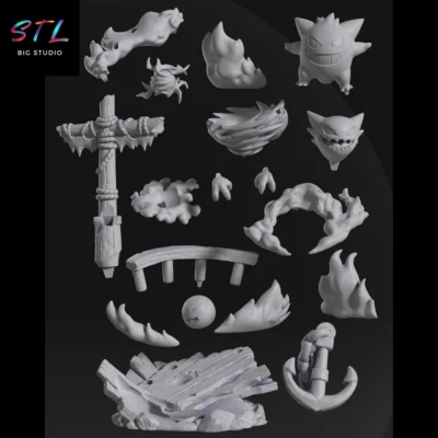 stl gengar haunter gastly diorama impresion 3d