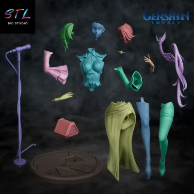 stl genshin impact arlecchino figura la valet para impresion 3d