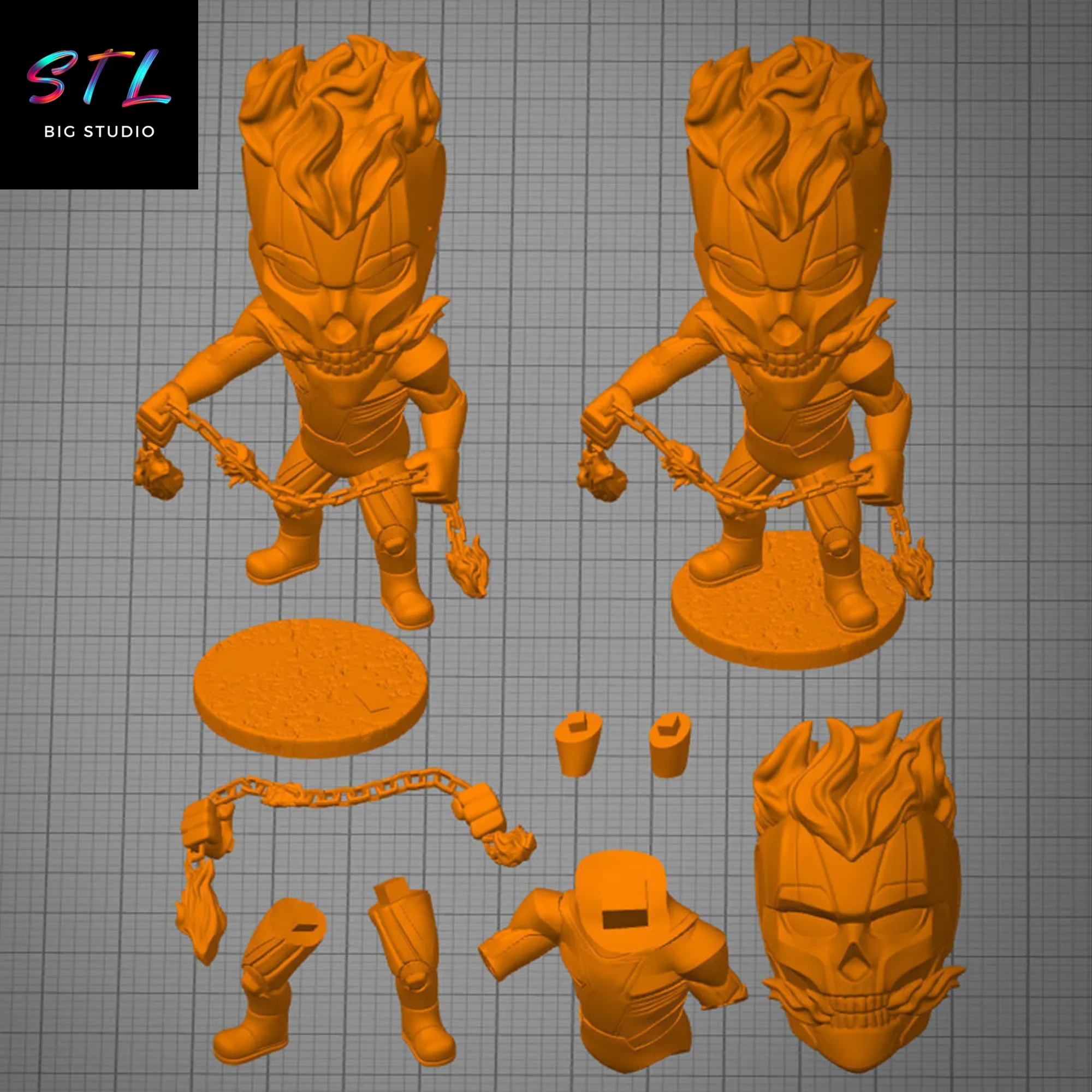 stl ghost rider chibi kawaii impresion 3d stl ghost rider chibi kawaii impresion 3d