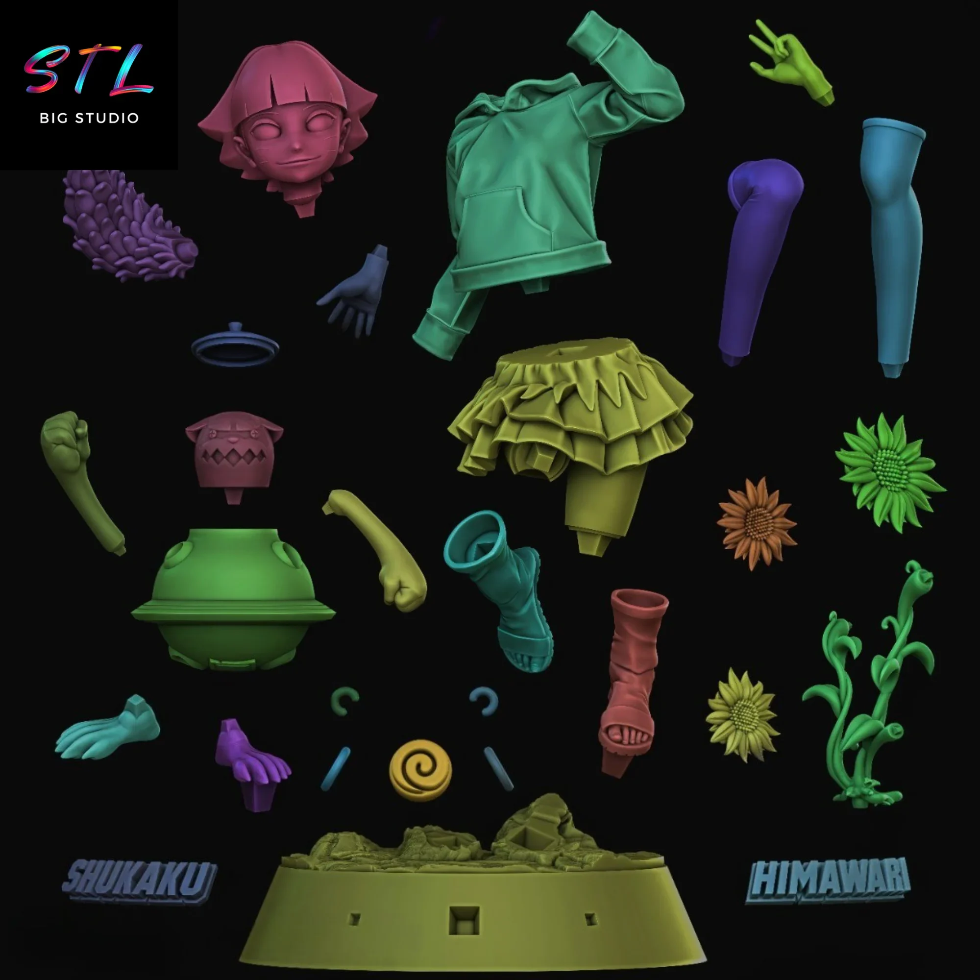 🌻 Himawari Uzumaki & Shukaku STL | Boruto 3D Figure