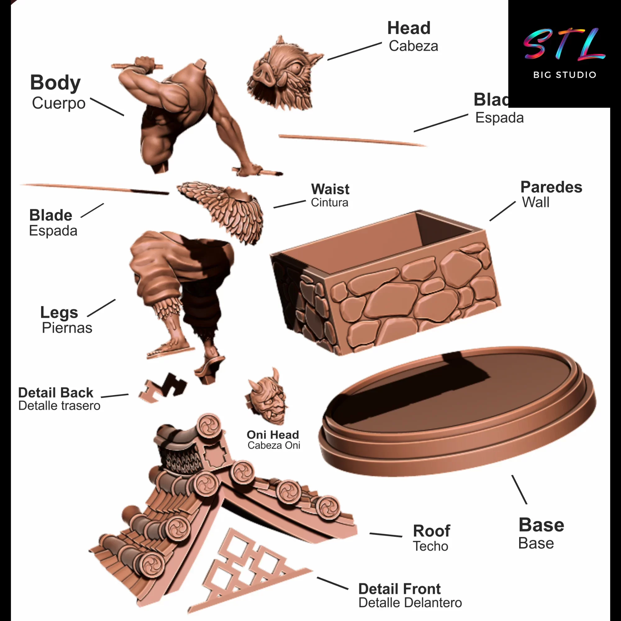 stl inosuke hashibira impresion 3d demon slayer stl inosuke hashibira impresion 3d demon slayer