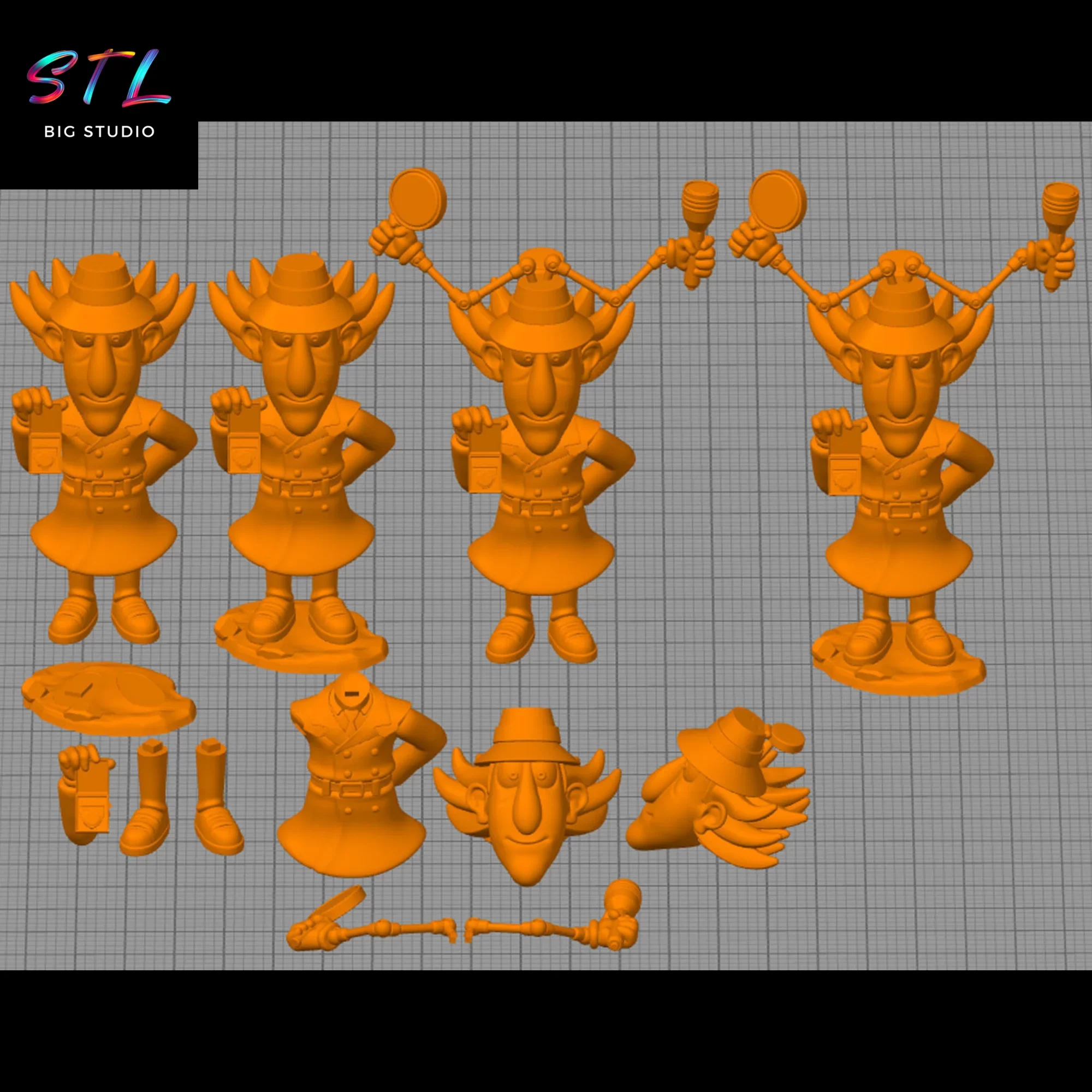 stl inspector gadget chibi kawaii impresion 3d stl inspector gadget chibi kawaii impresion 3d