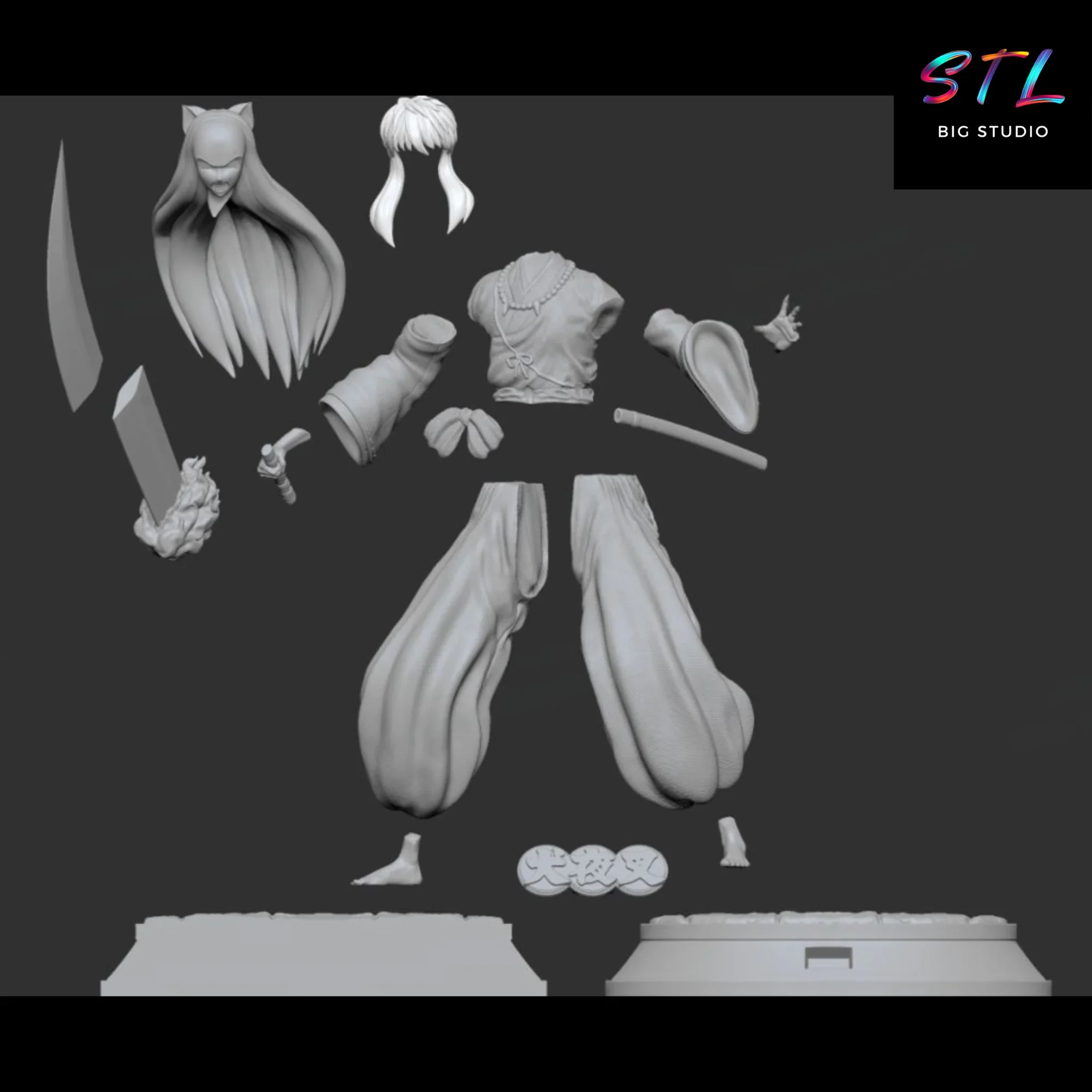 stl inuyasha figura impresion 3d stl inuyasha figura impresion 3d