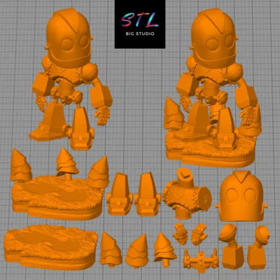 stl iron giant chibi kawaii figura para impresion 3d